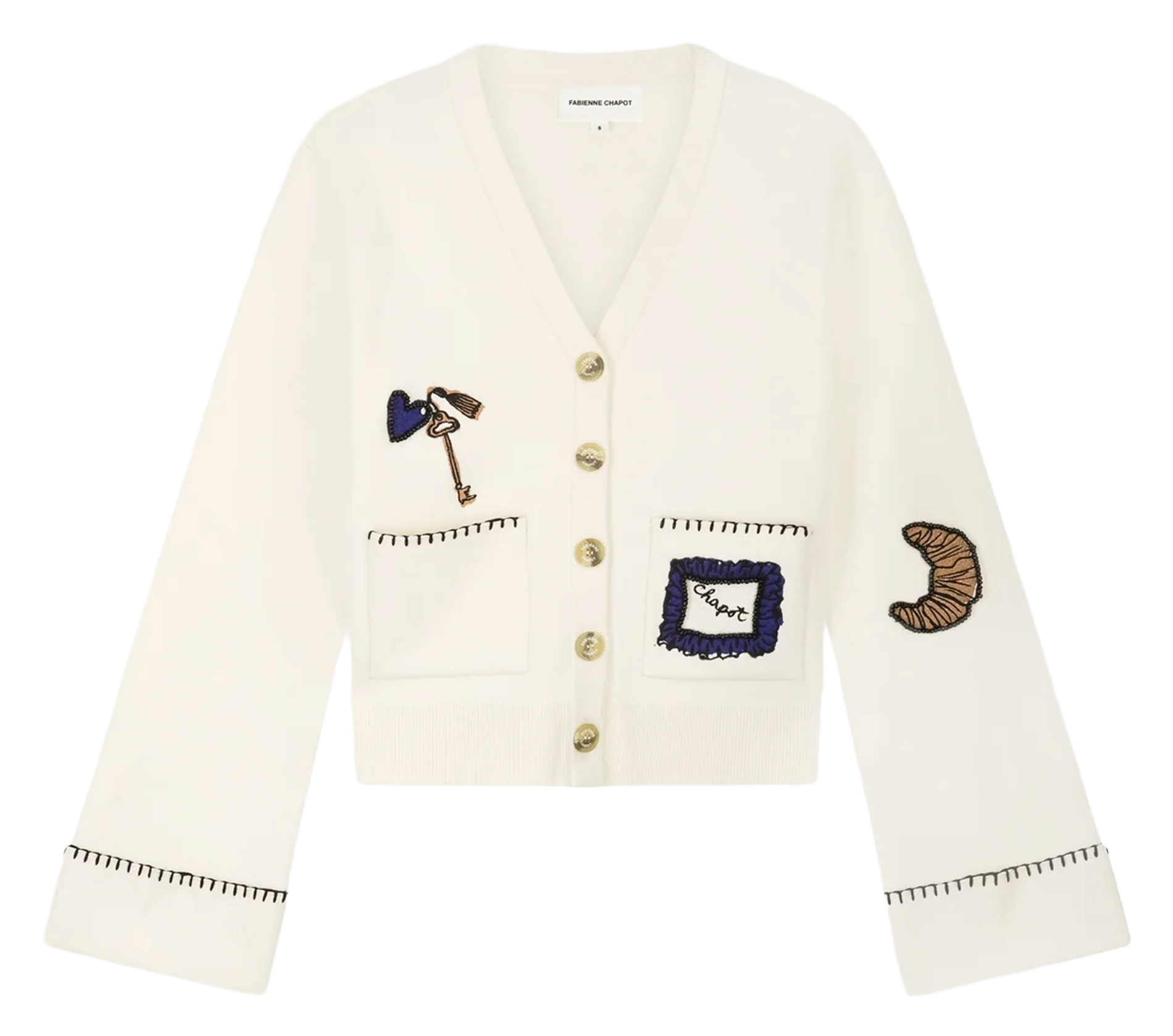 Gerippter Cardigan mit Knöpfen FABIENNE CHAPOT Weiss