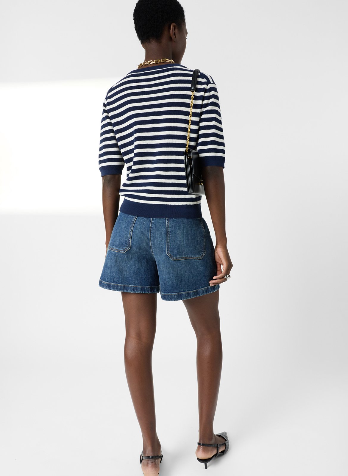 Pull droit col rond en coton rayé GERARD DAREL Bleu