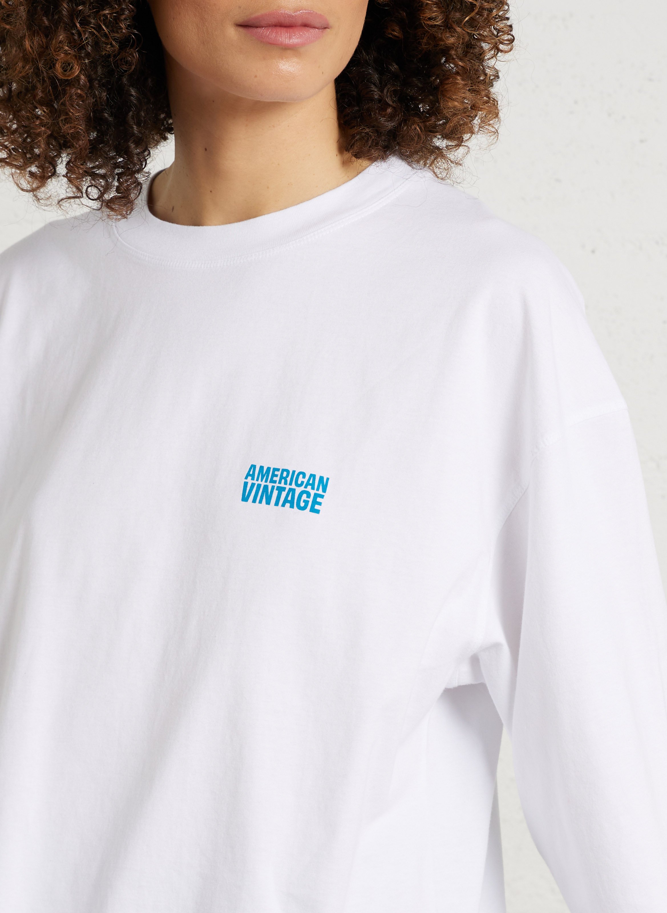 Tee-shirt oversize col rond en coton AMERICAN VINTAGE Blanc