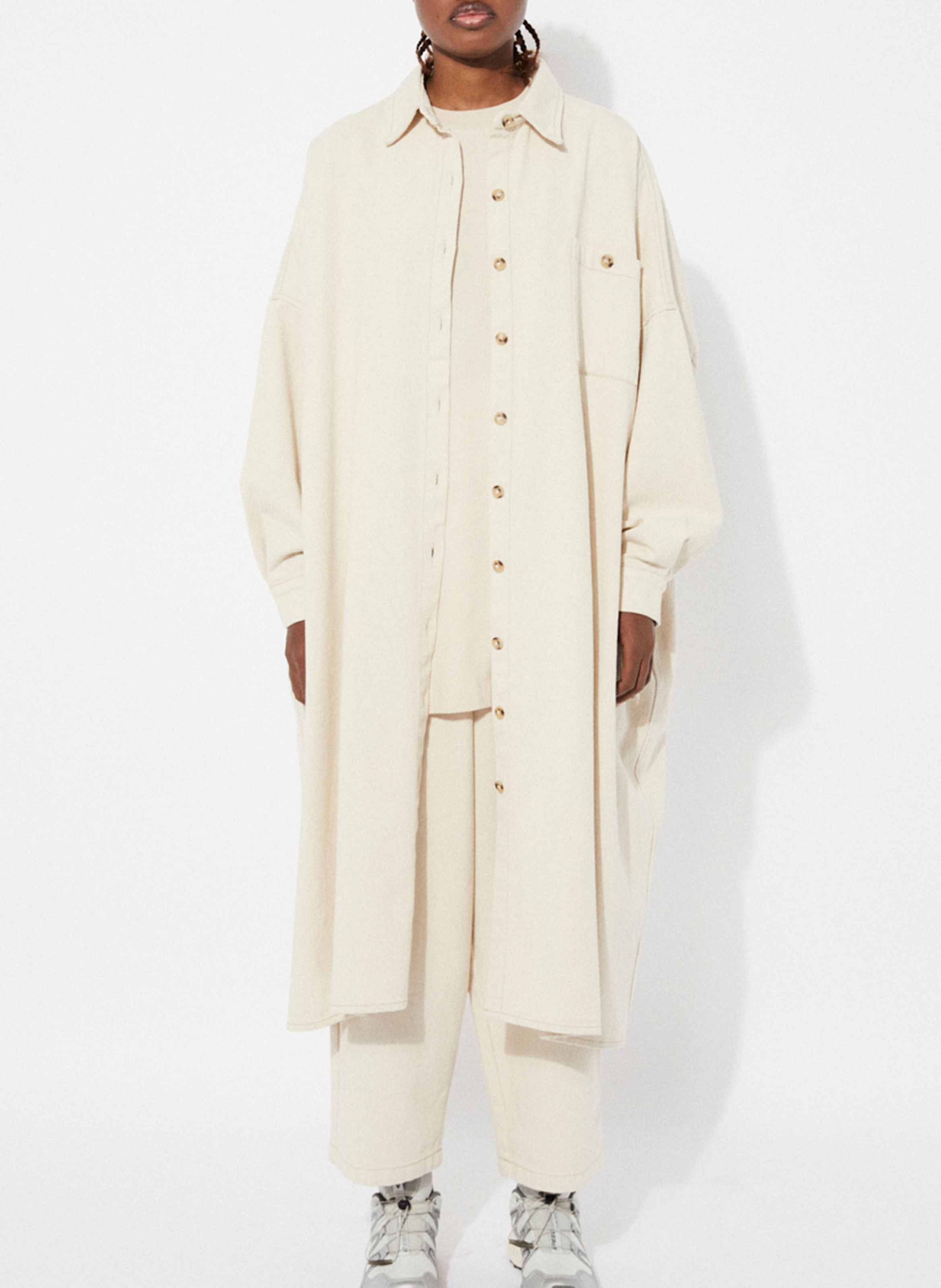 Robe chemise midi en coton RITA ROW Blanc