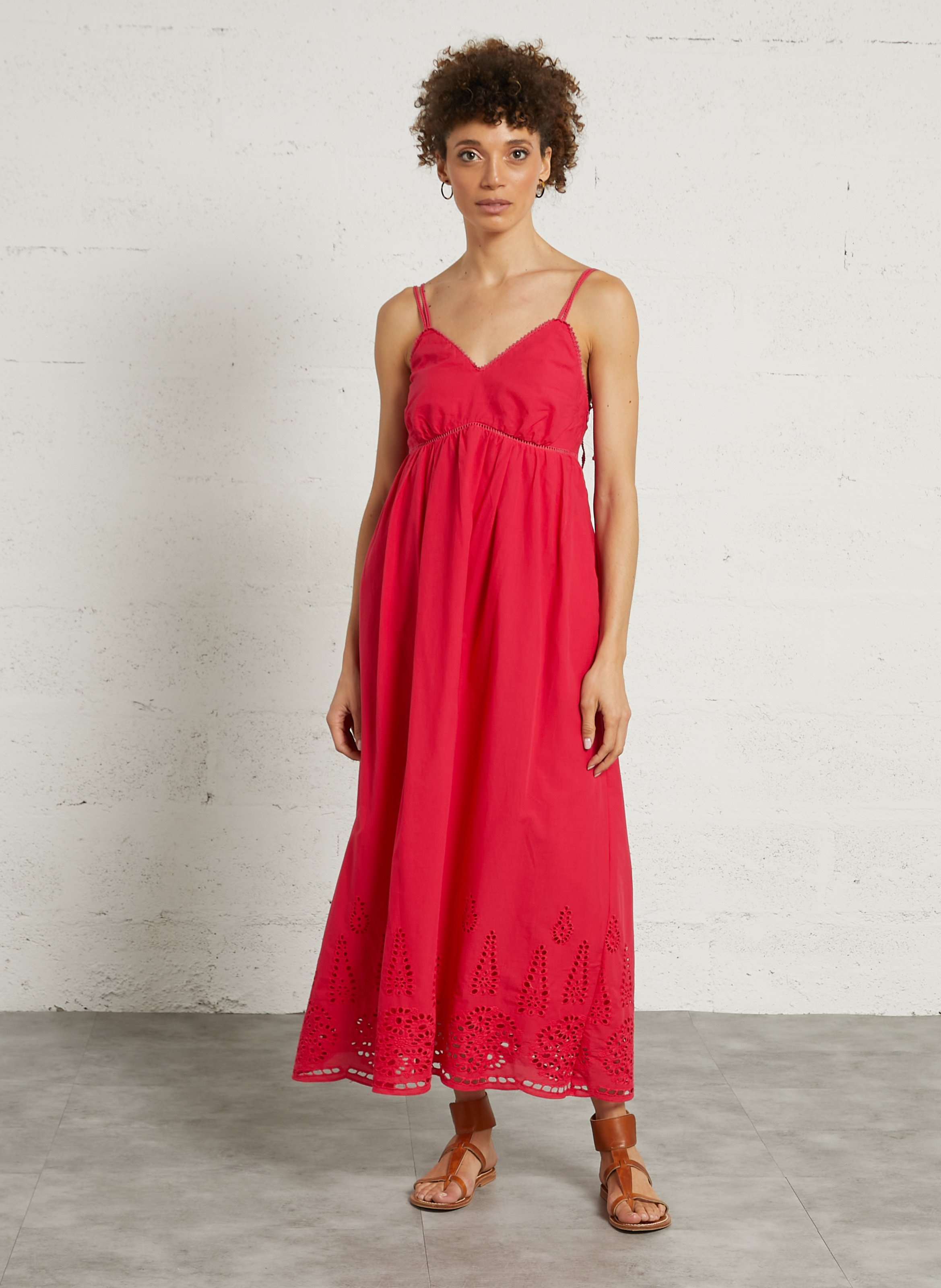 Loose triangle dress with embroideries THE KORNER Purple