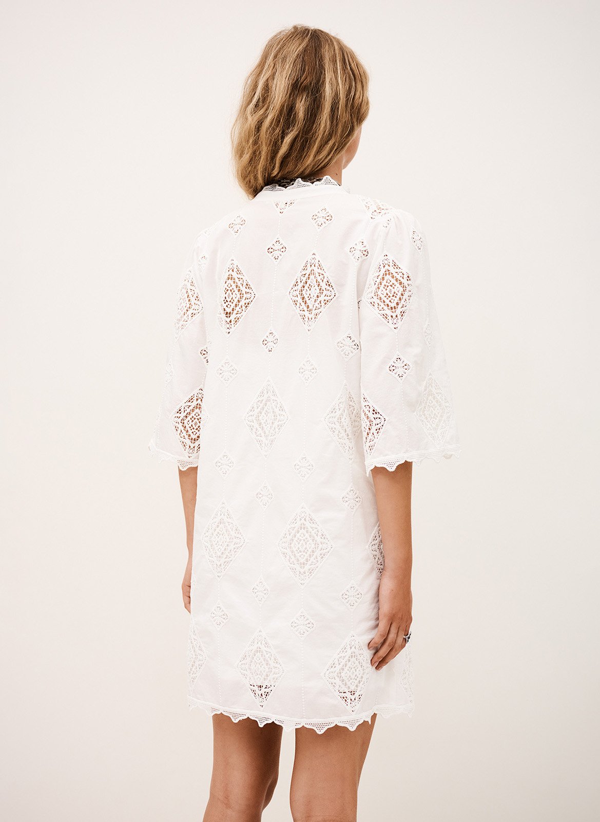 Korte jurk met V-hals - katoenblend BA&SH Beige