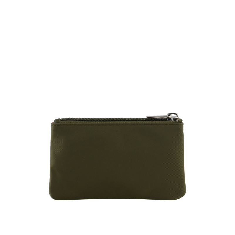 Canvas wallet trimmed with leather POURCHET Khaki