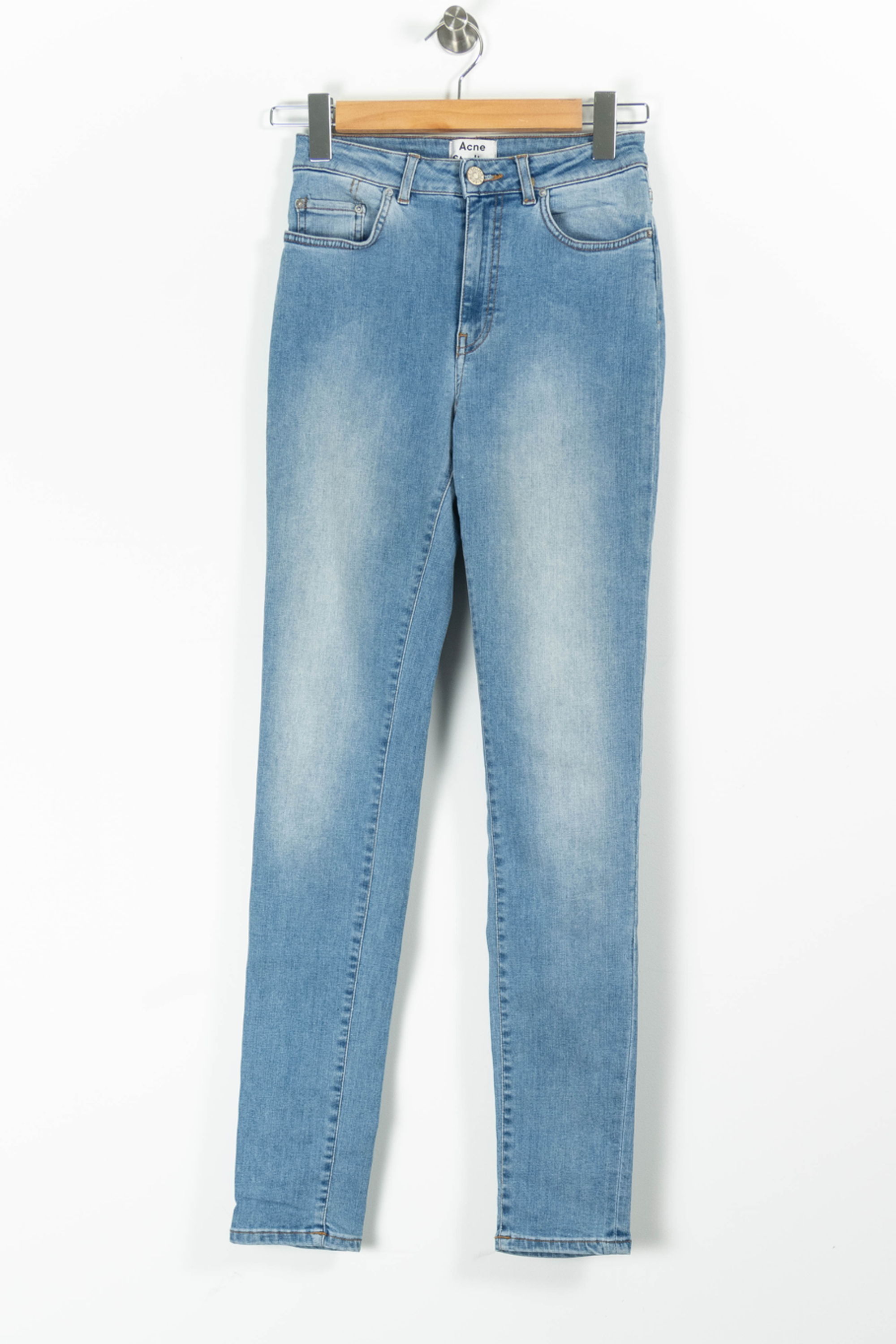 Cropped slim jeans with studs ACNE STUDIOS - Seconde Main Blue