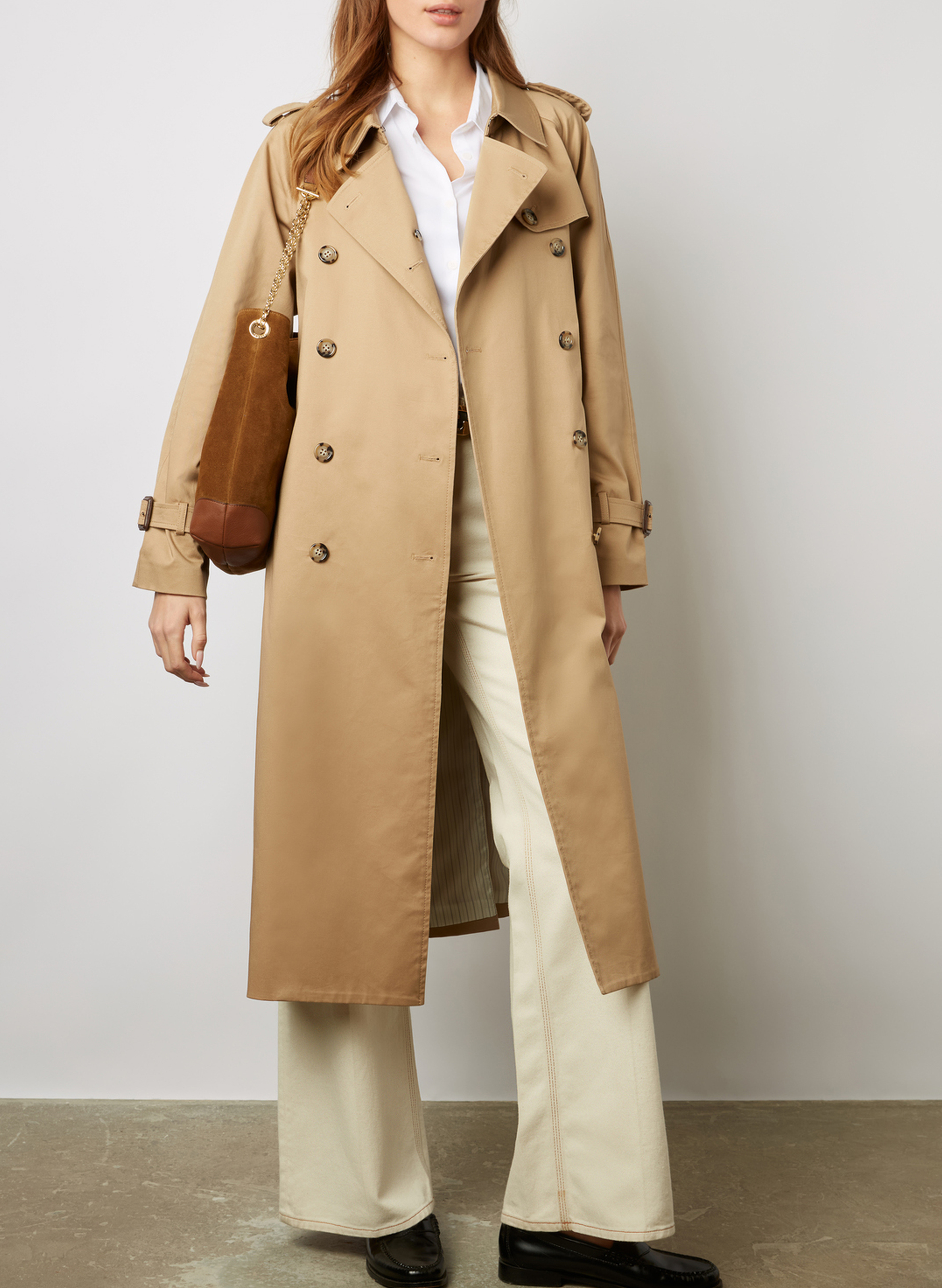 Langer Trenchcoat aus Baumwoll-Mix GERARD DAREL Beige