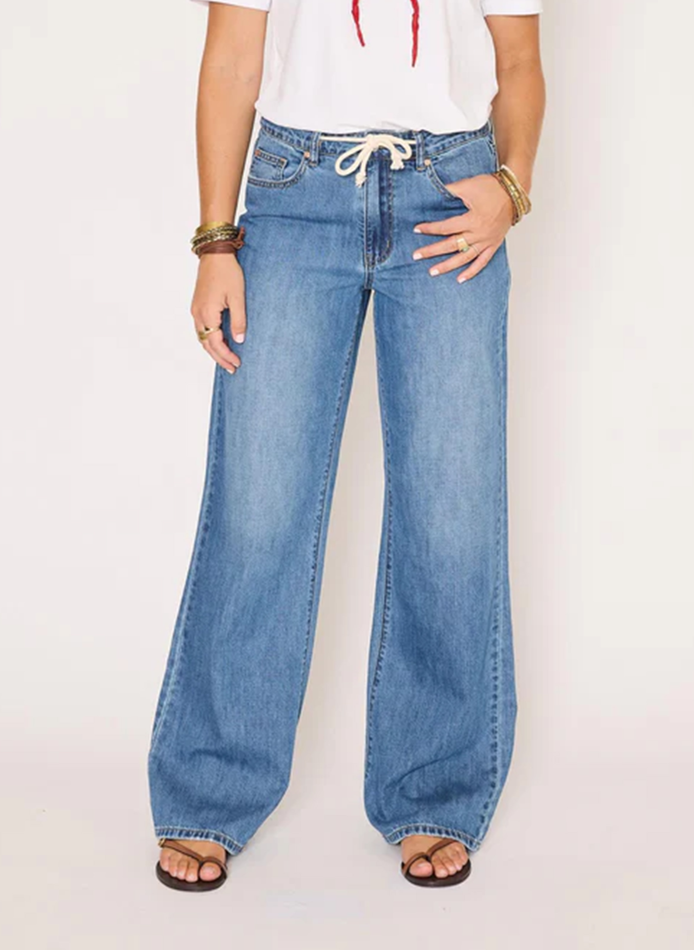 Cotton-blend wide-leg jeans MKT Blue