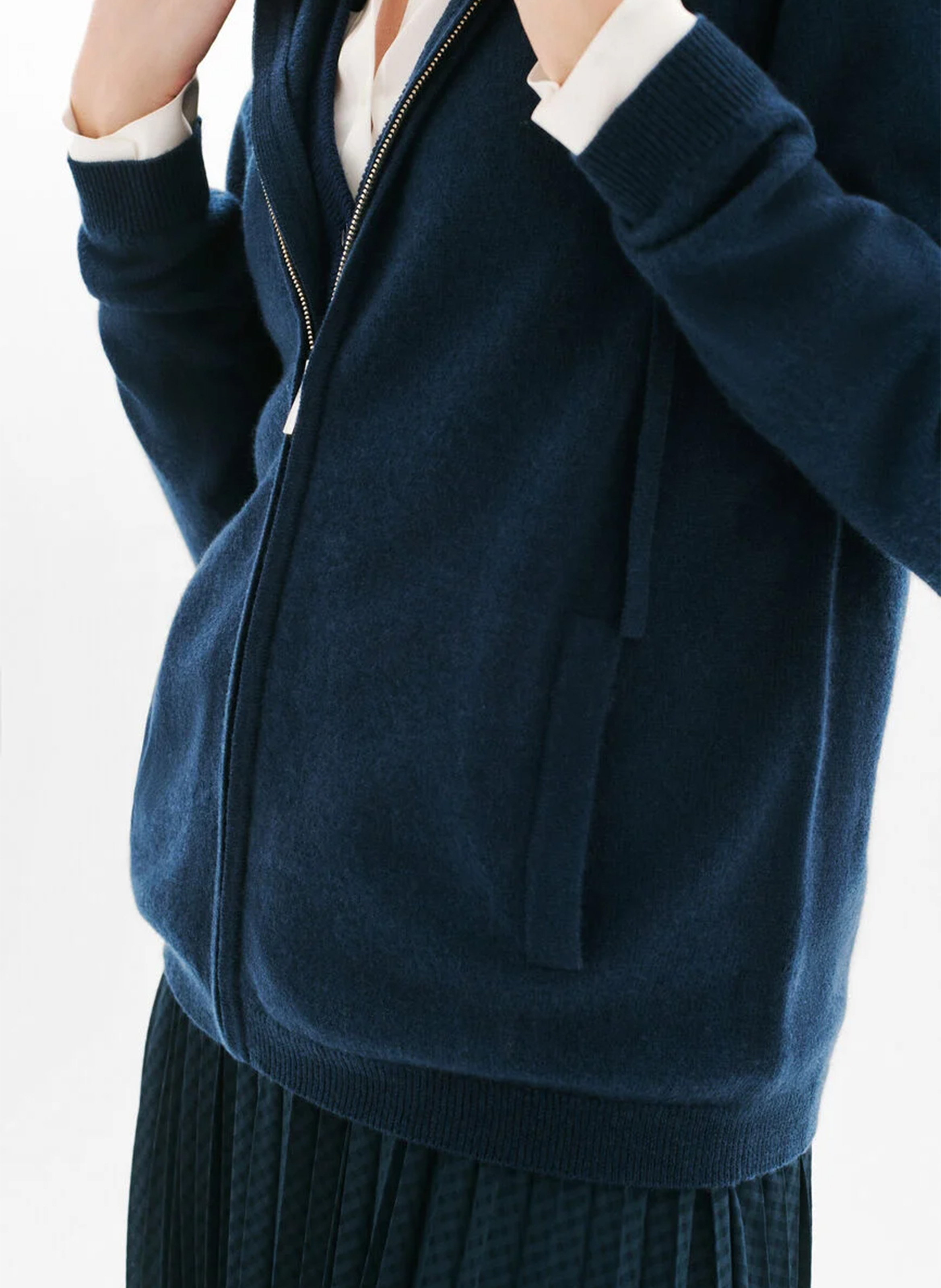 Sweat à capuche en laine et en cachemire mélangés CAROLL Bleu