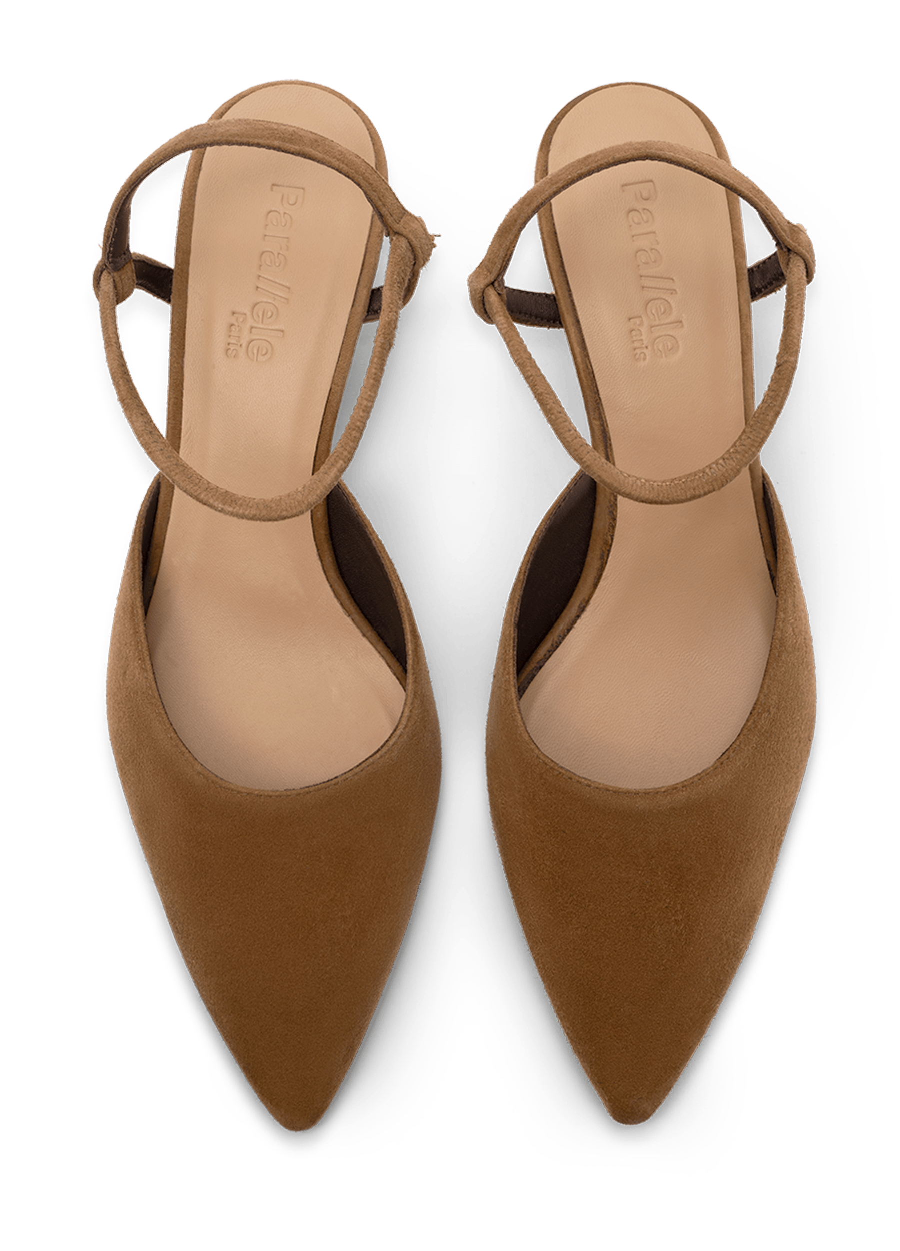 Slingback  en cuir velours datte PARALLELE PARIS Marron