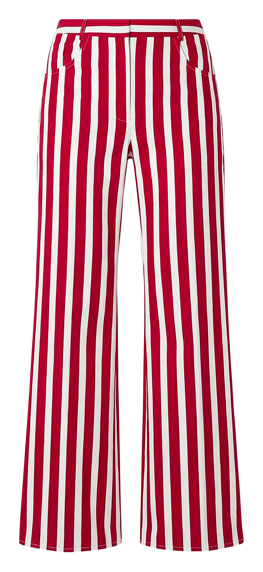 Pantalon tailleur rayé en lin et coton TARA JARMON Rouge