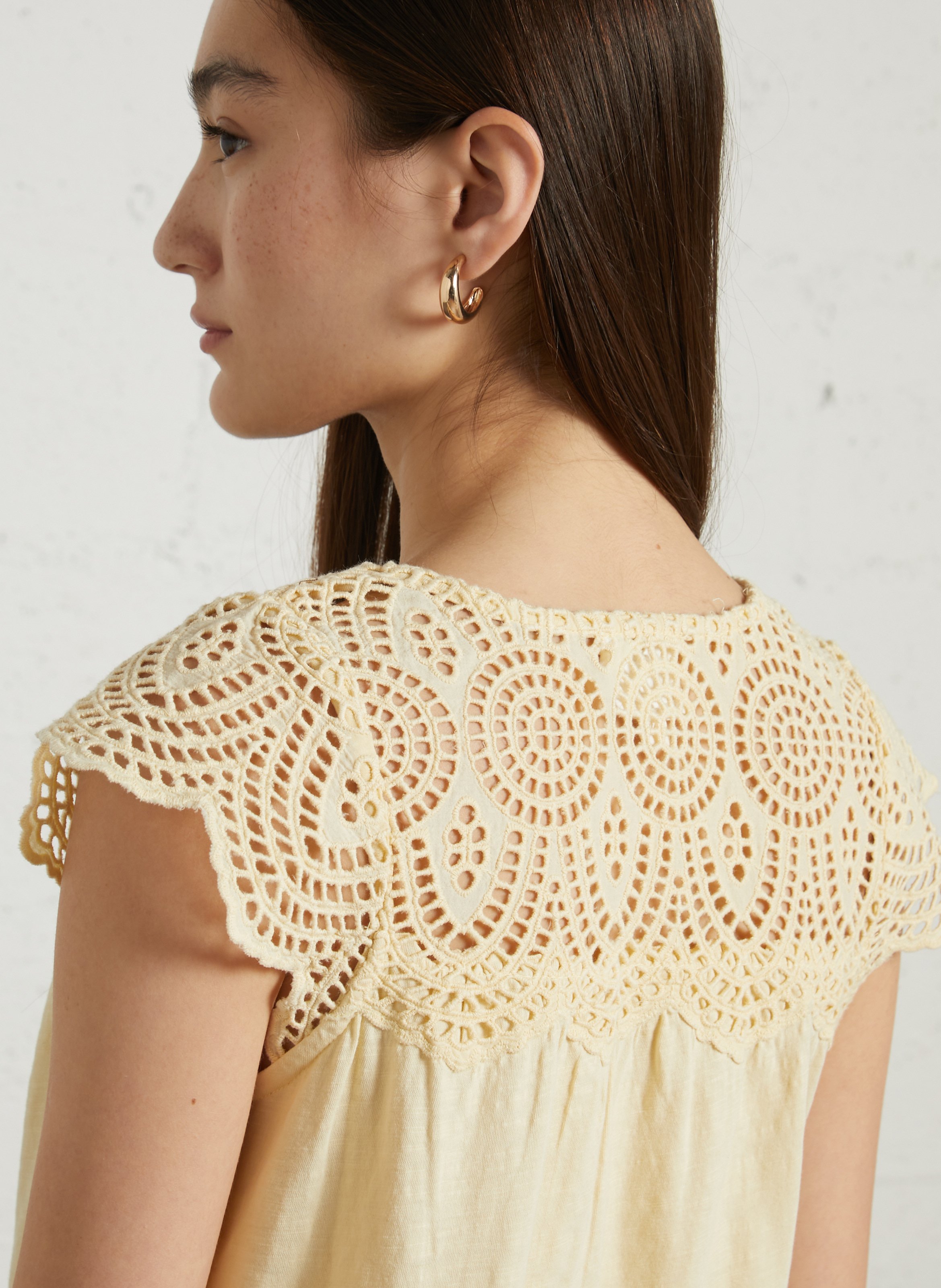 Katoenen top met V-hals MAISON 123 Geel