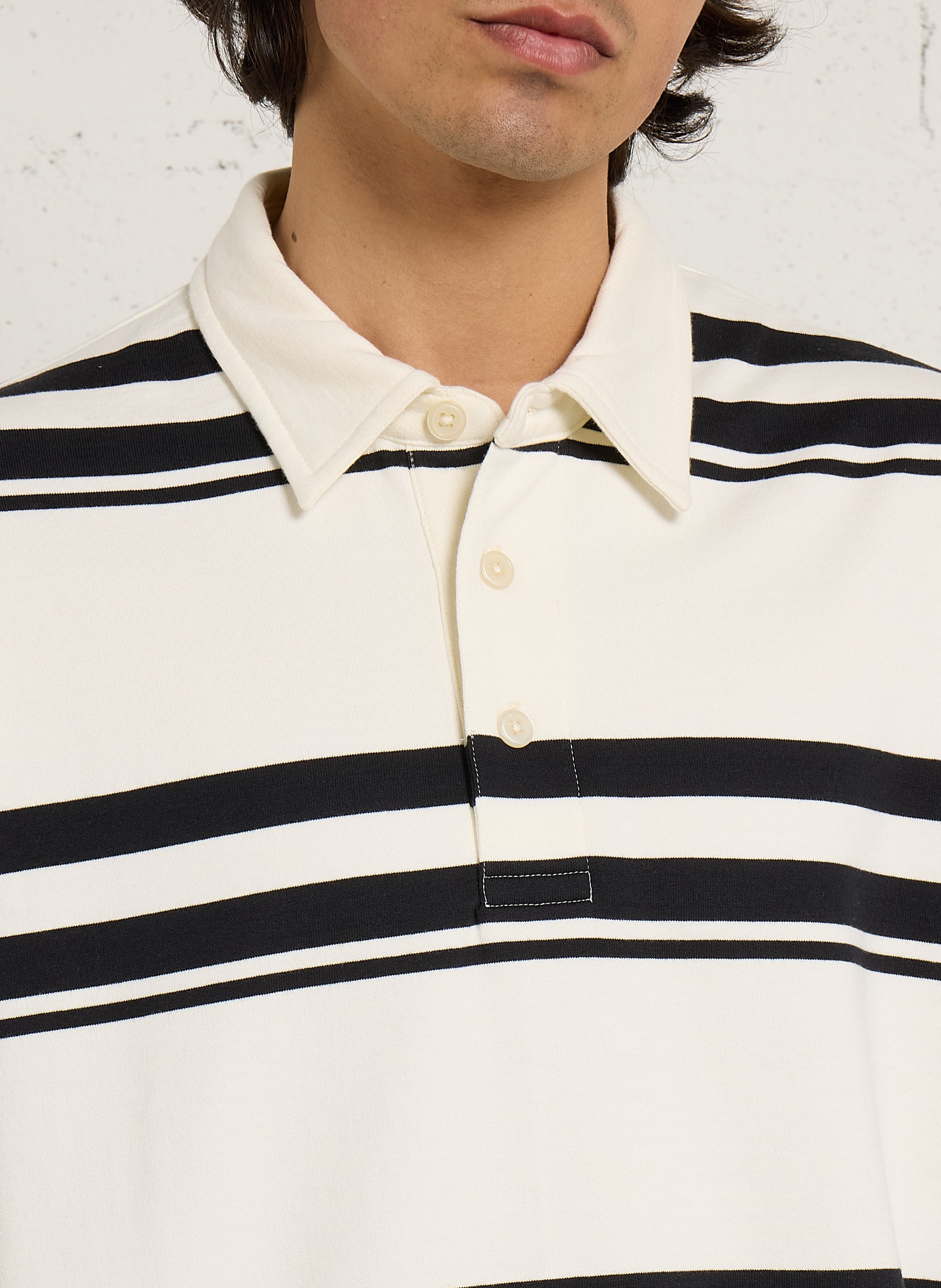 Polo droit en coton bio rayé MINIMUM Noir