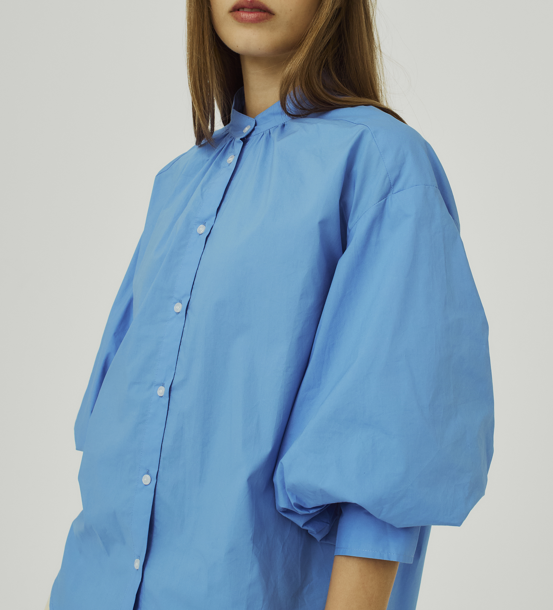 Cotton balloon sleeve blouse NORR Blue