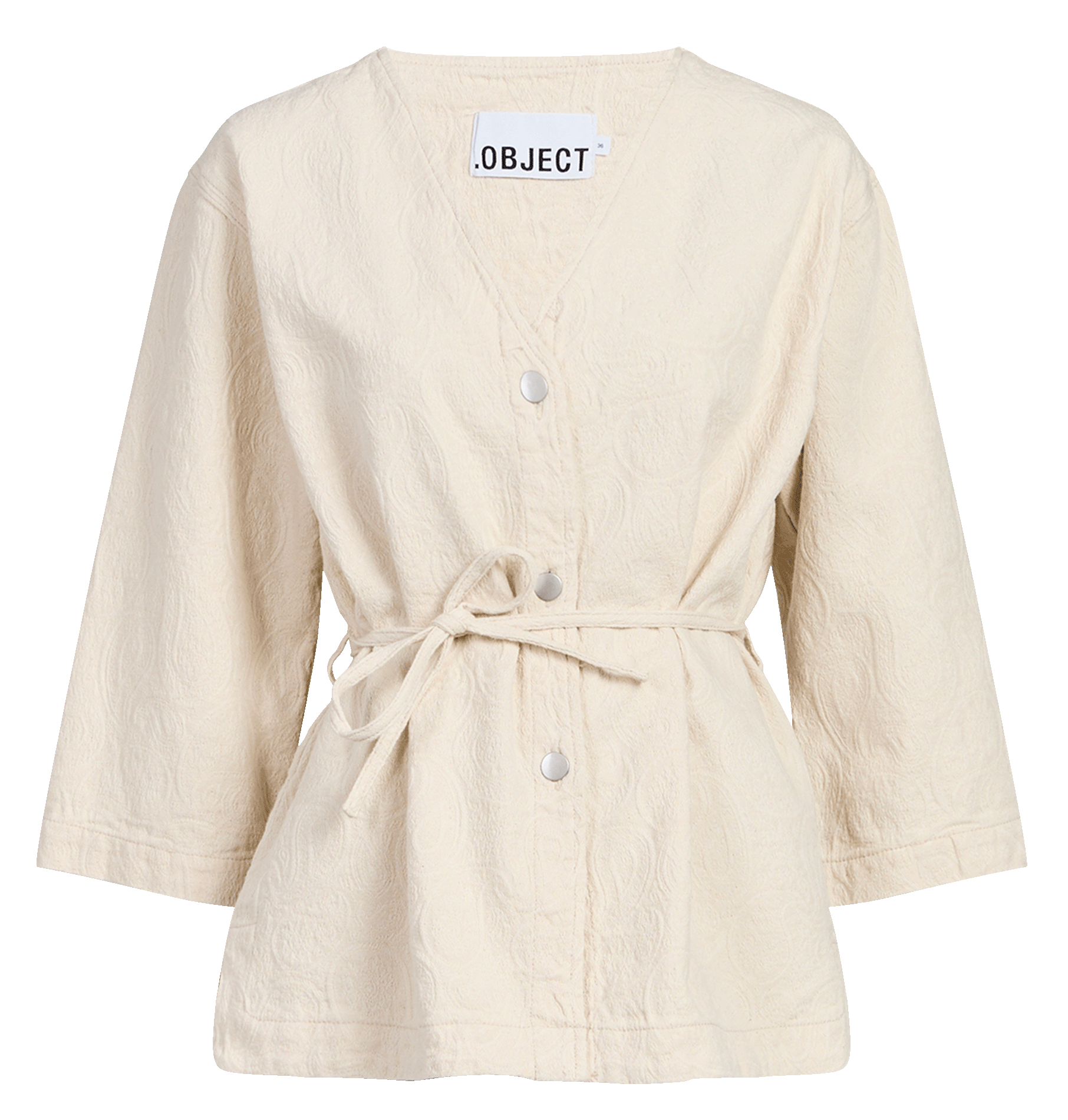 Veste droite col V en coton bio et coton OBJECT Beige
