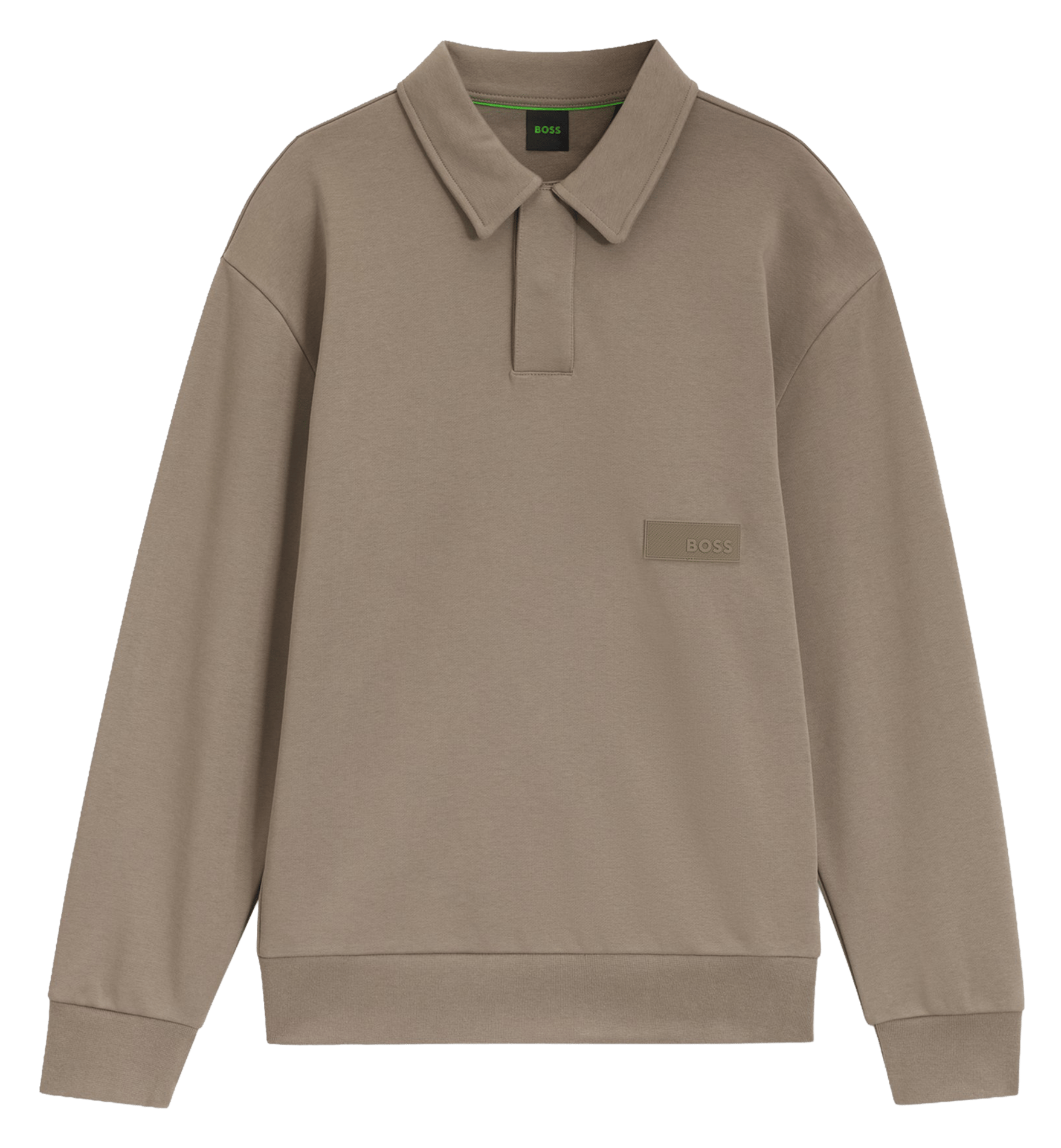 Straight plain sweatshirt in fleece BOSS Khaki