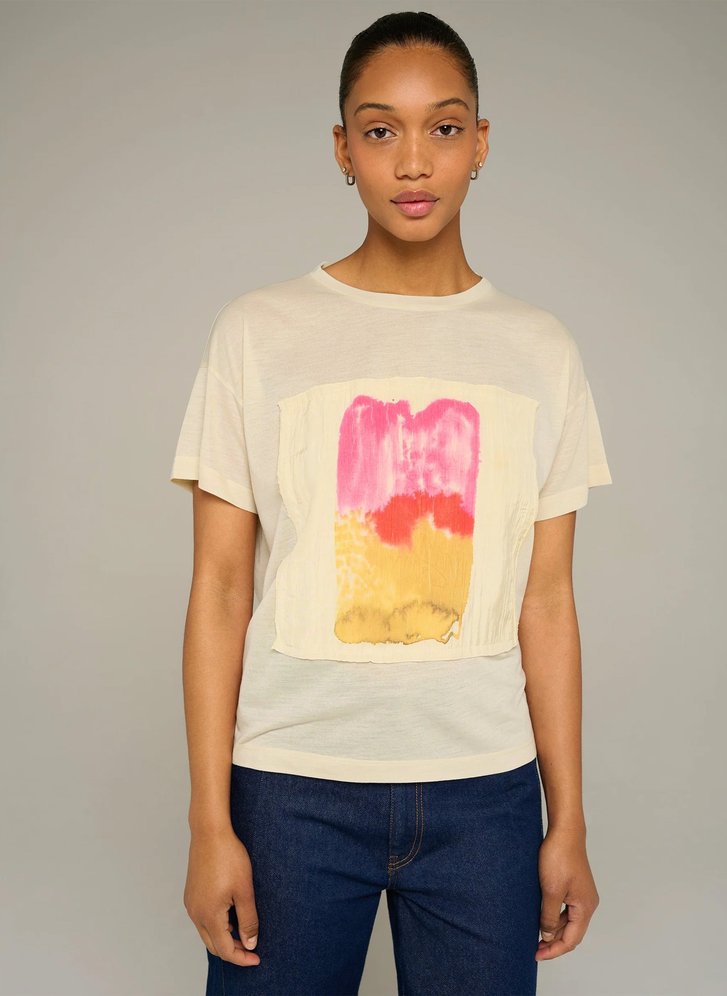Losse bedrukte T-shirt COTELAC ACOTE Beige
