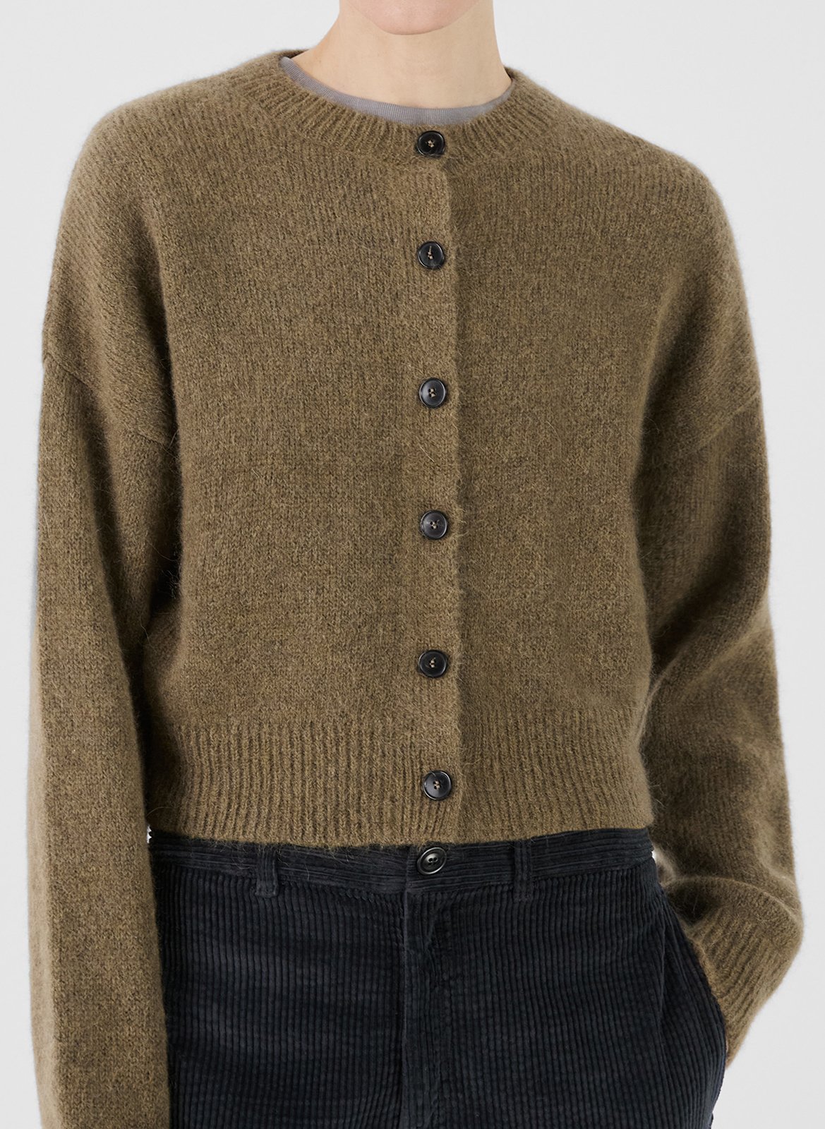 Round-neck alpaca-blend cardigan MASSCOB Khaki