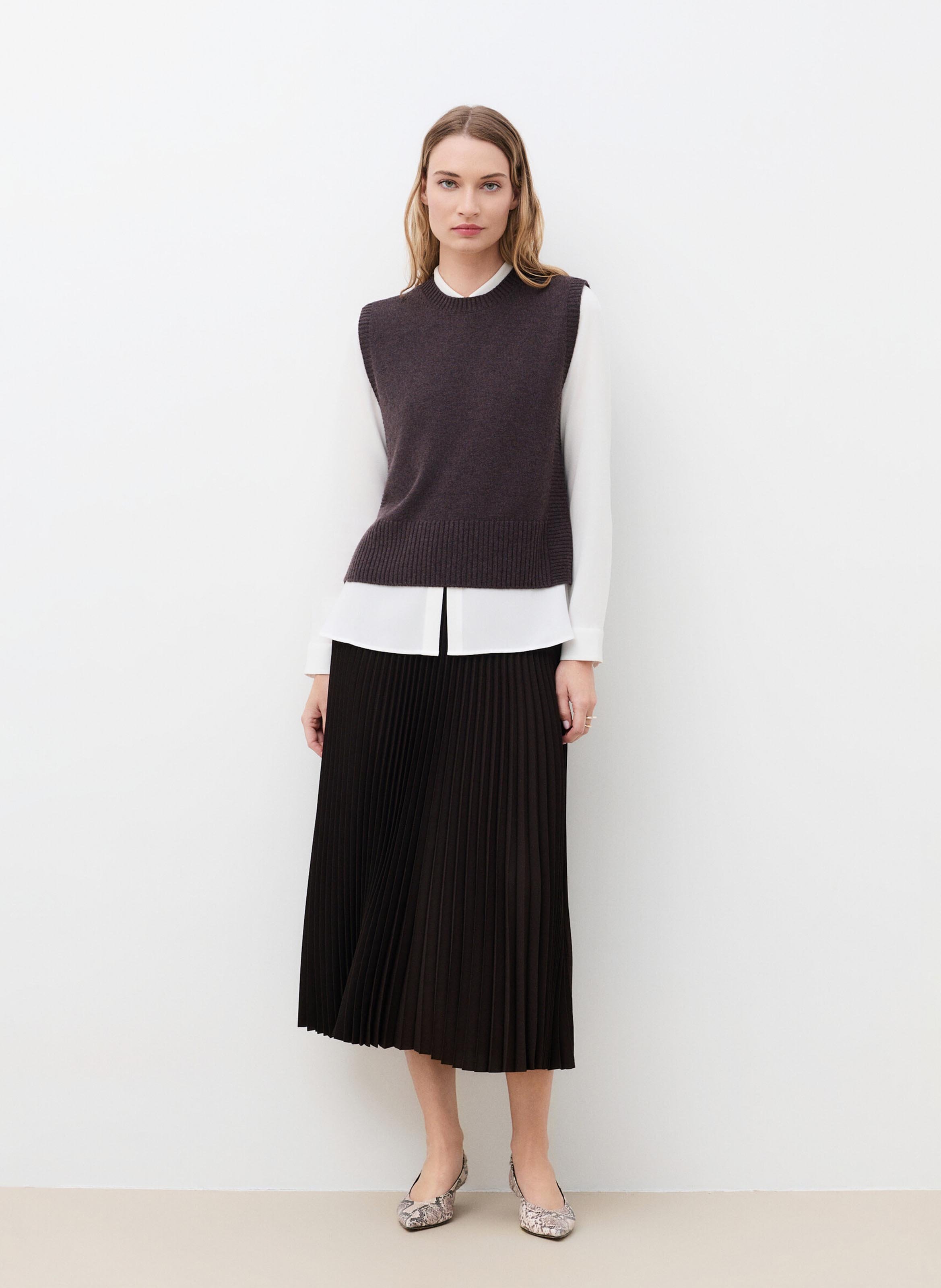 Rundhalspullover aus Wollmix | Braun CAROLL Damen