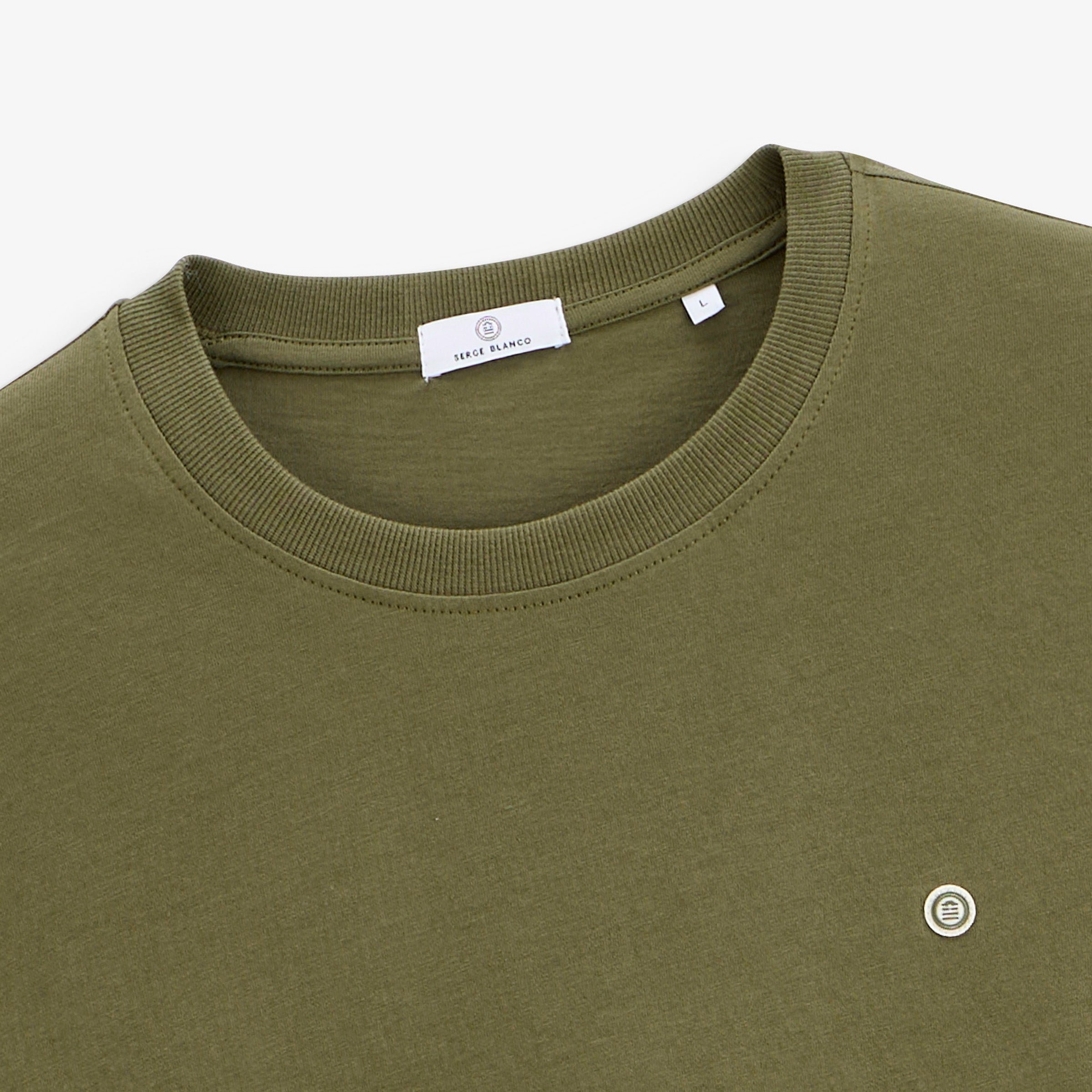 Short-sleeved round neck t-shirt Theo in thyme green SERGE BLANCO Green