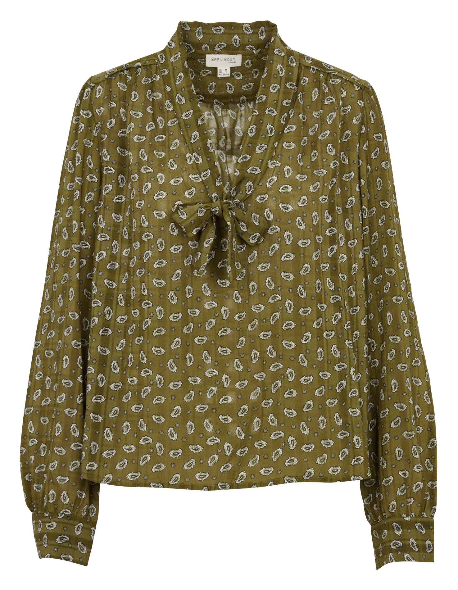 Blouse imprimée col lavallière  SEE U SOON Kaki