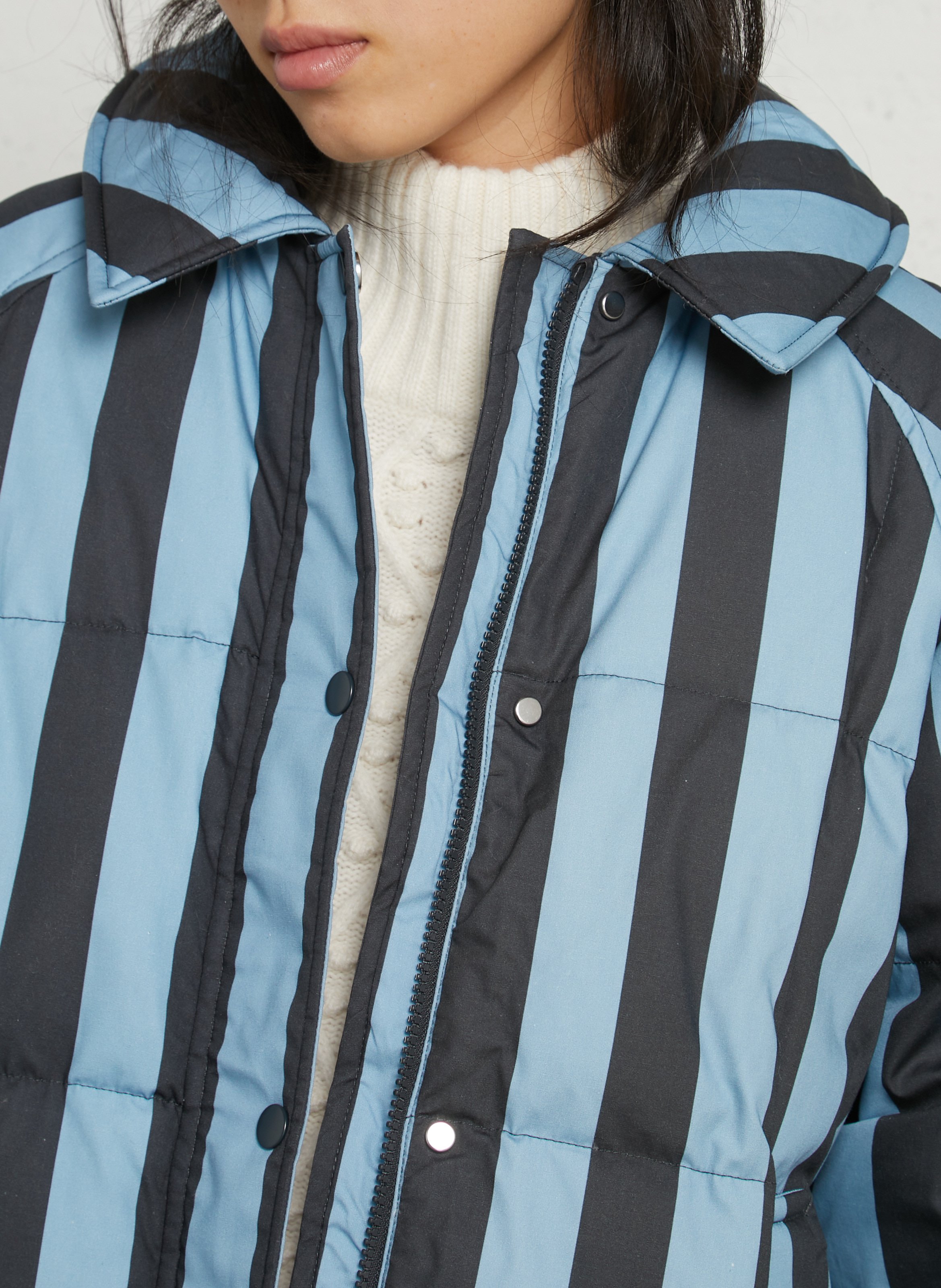 Steppjacke mit klassischem gestreiftem Kragen aus Baumwolle THE TINY BIG SISTER Blau