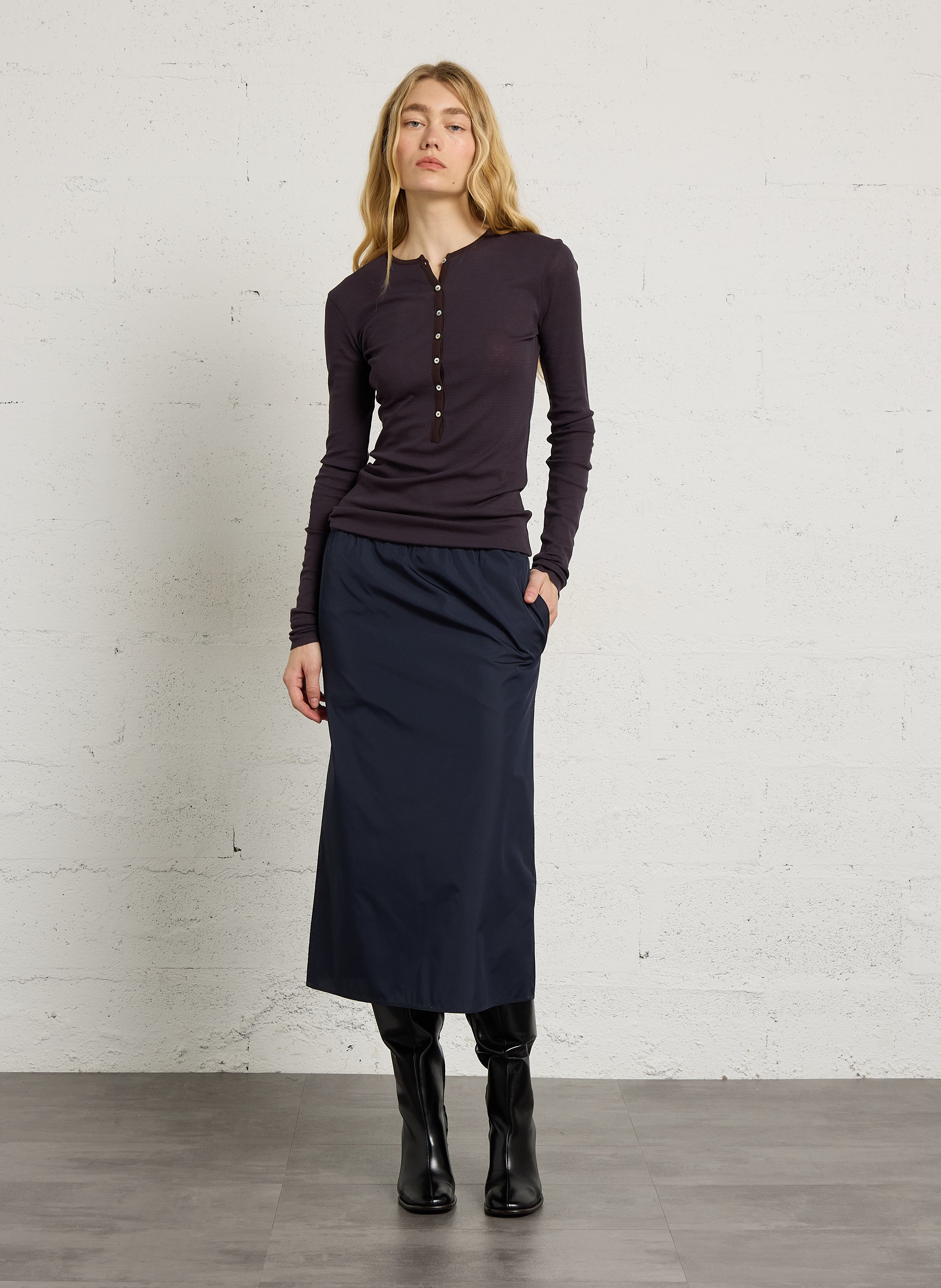 Jupe midi évasée unie SOEUR Bleu