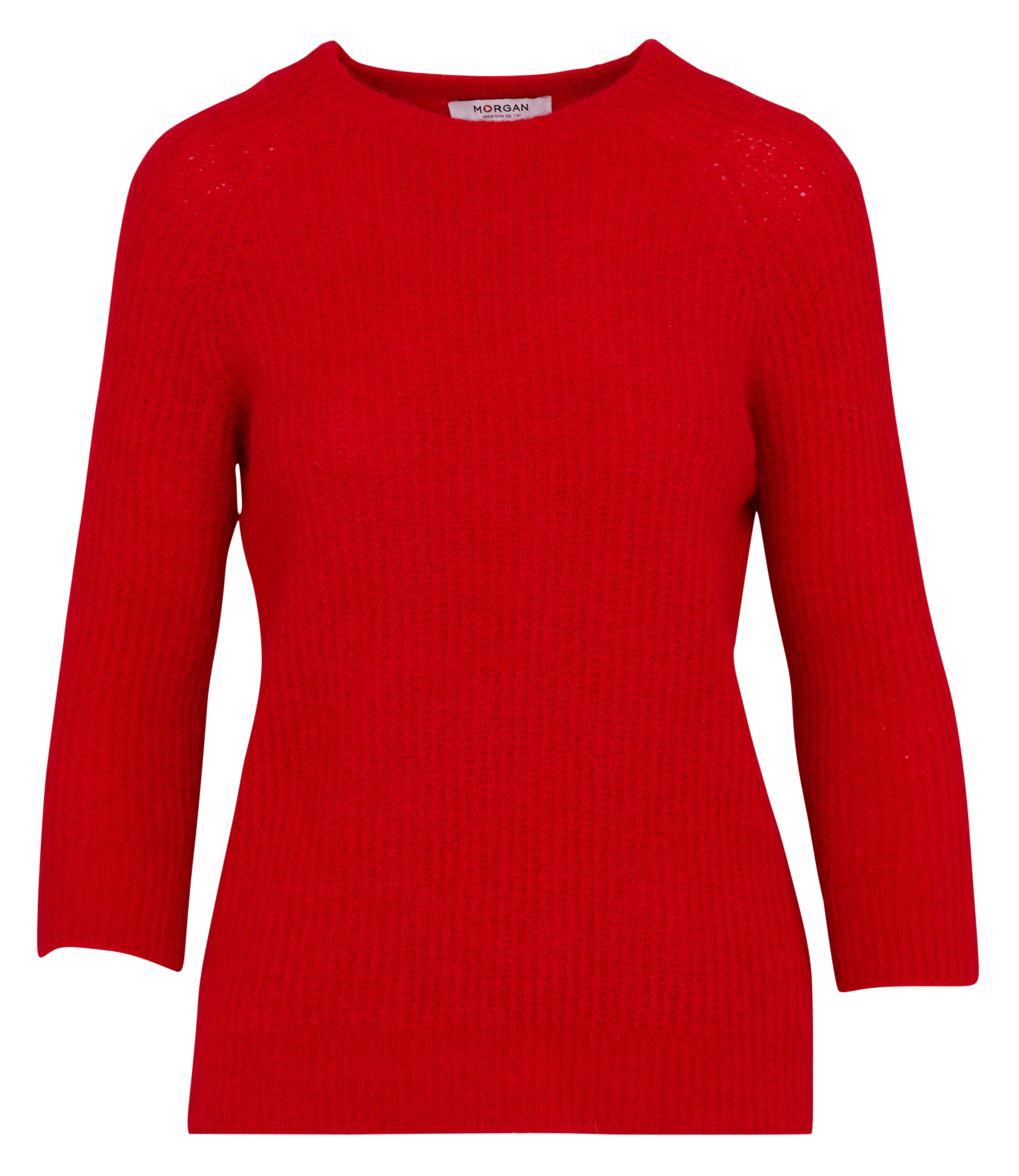 Pull droit col rond en maille mélangée MORGAN Rouge