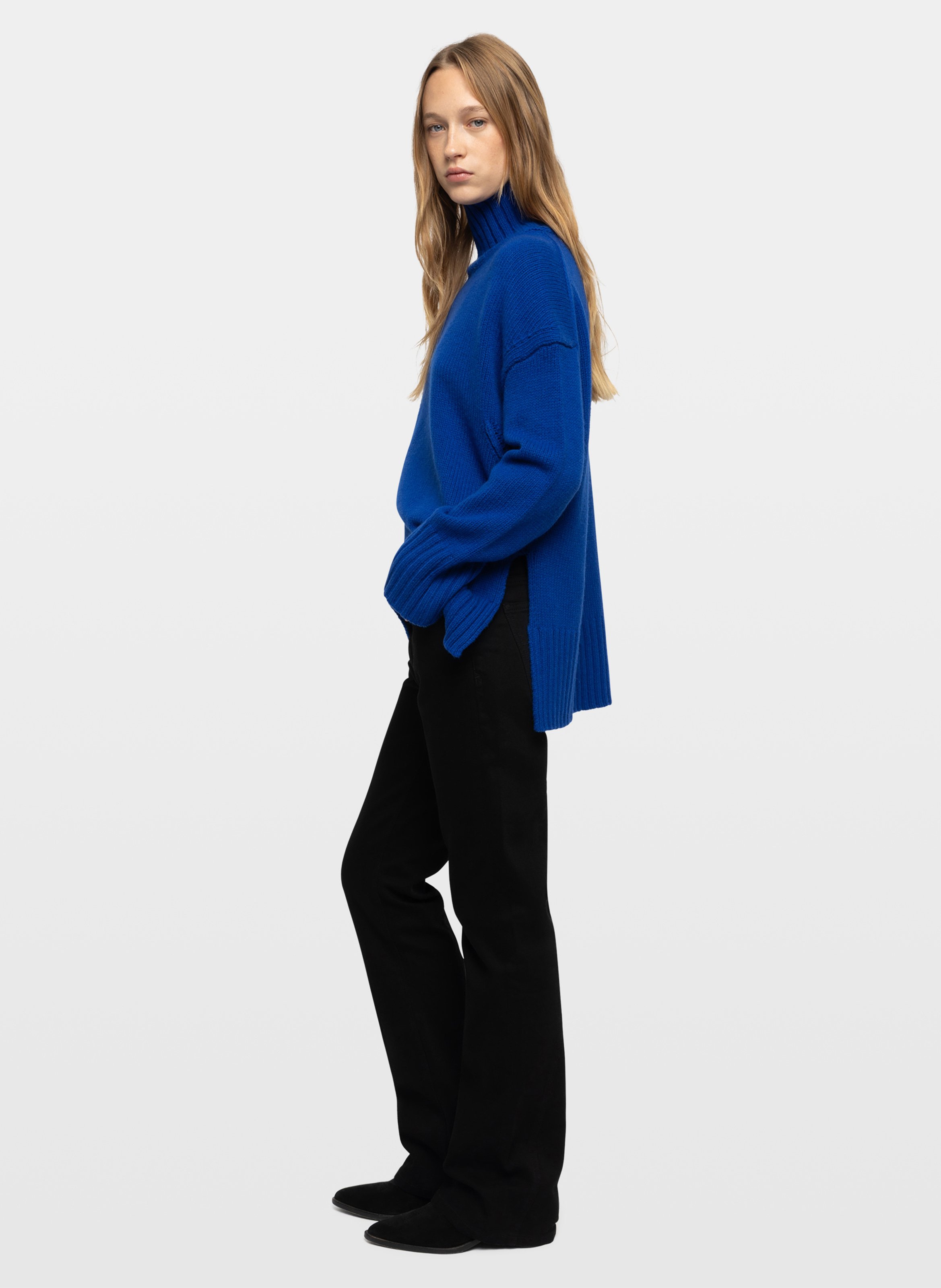 Weiter Pullover aus Wolle und Kaschmir mit Stehkragen ZADIG&VOLTAIRE Blau