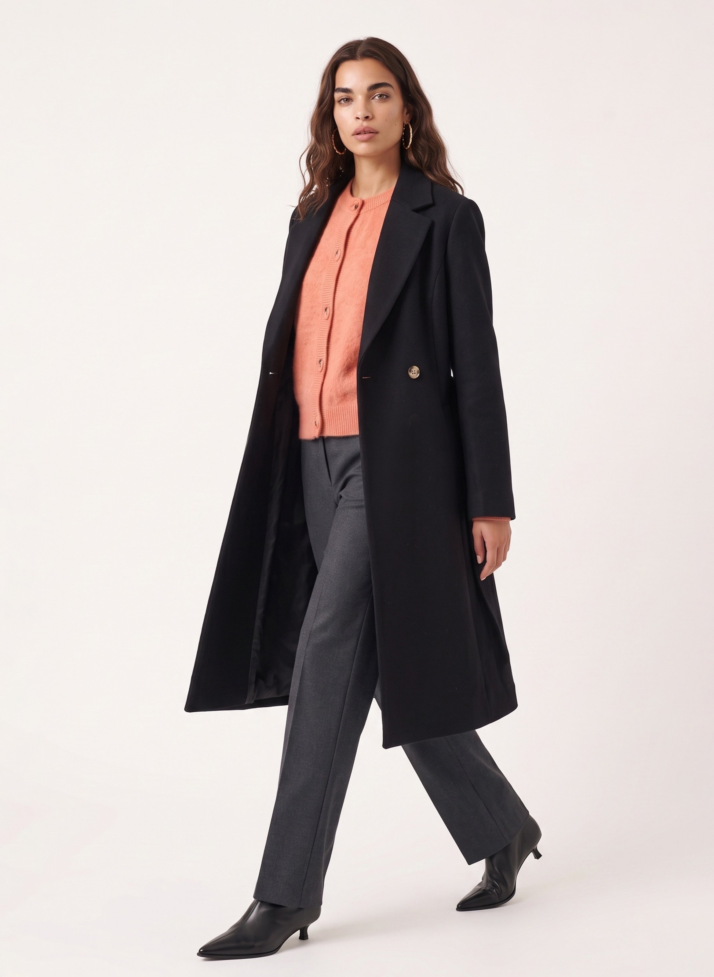 Straight belted coat in a wool blend KOOKAI Black
