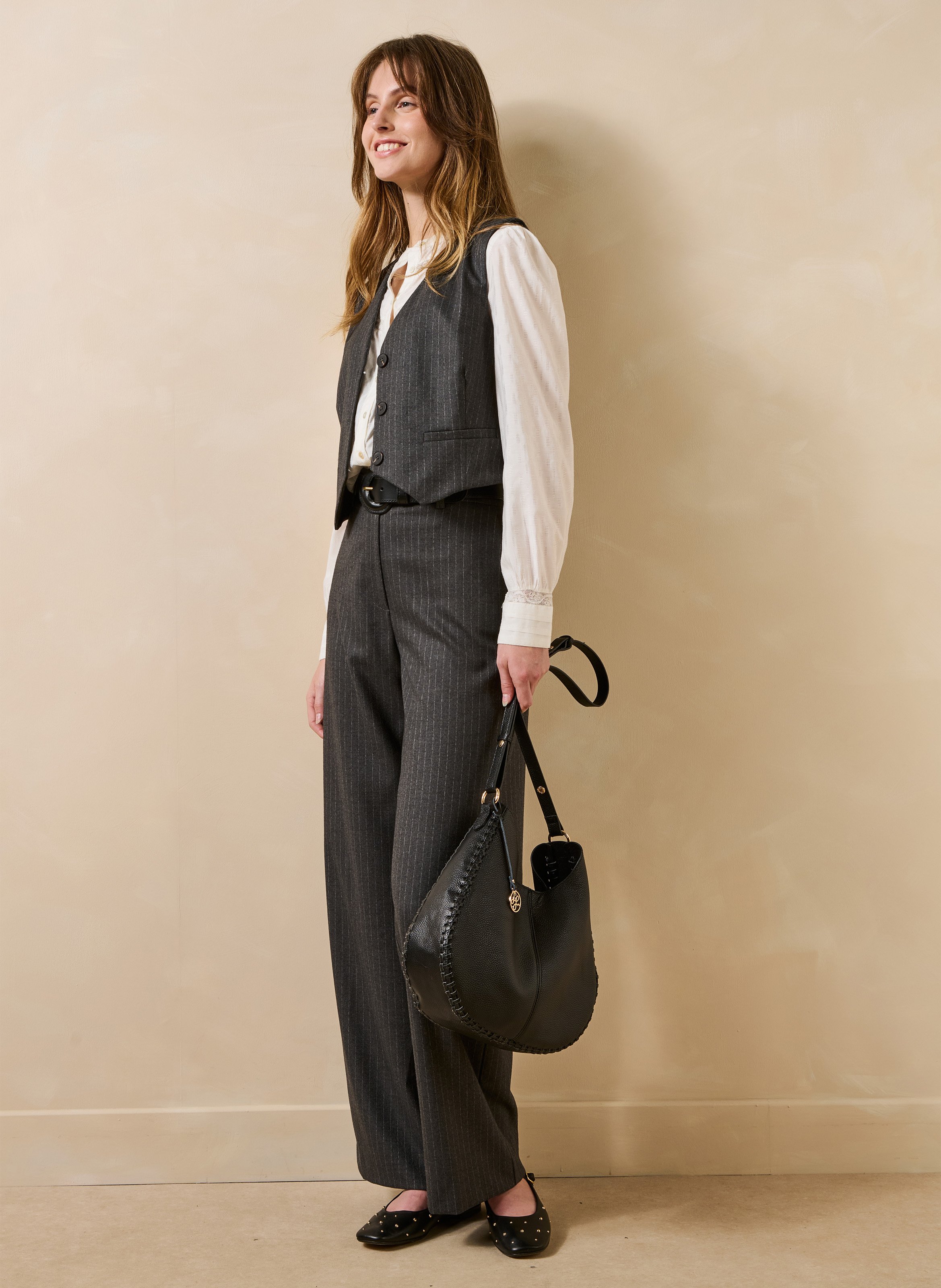 Pantalon large à rayures LA FEE MARABOUTEE Gris