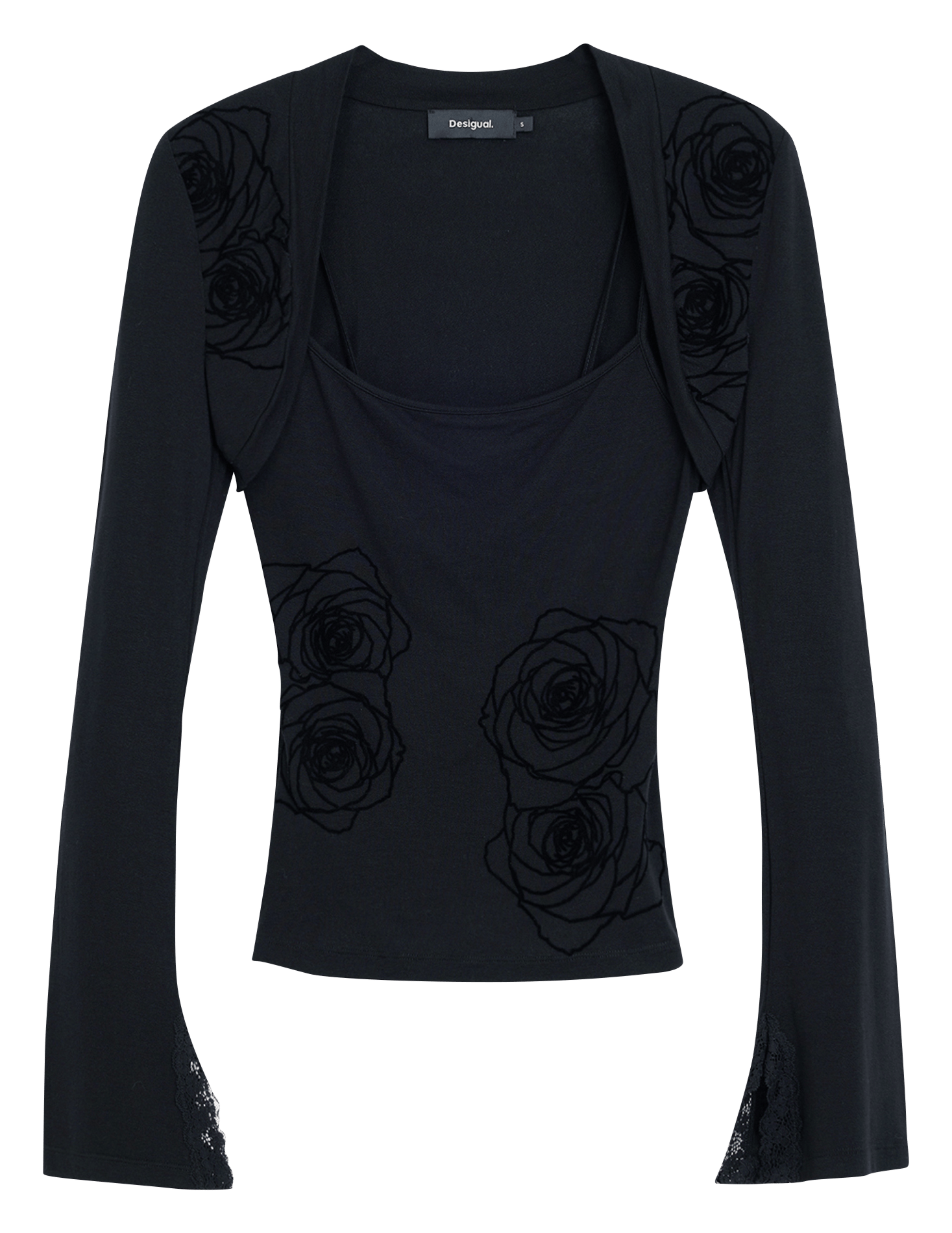 Aansluitende top met bandjes en effen gilet DESIGUAL Zwart