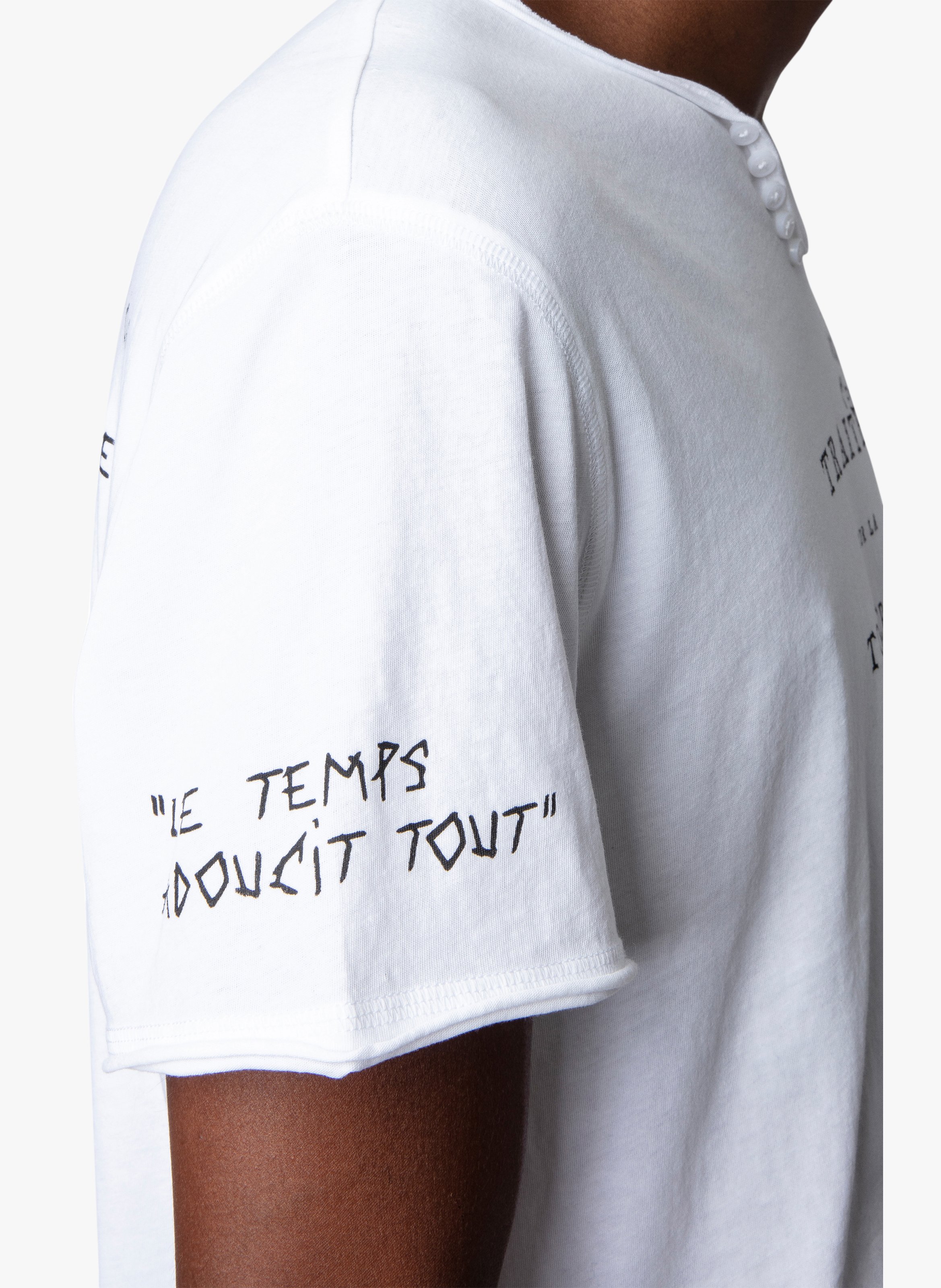 Teeshirt Col V Imprimé En Coton Blanc Zadig&voltaire Homme Place