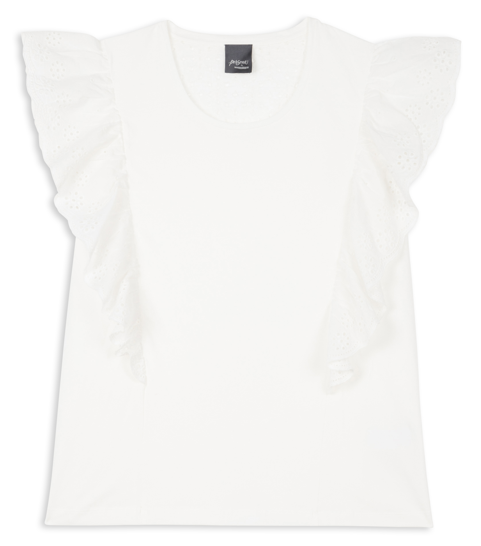 Round-neck straight-cut cotton-blend T-shirt PERSONA by Marina Rinaldi