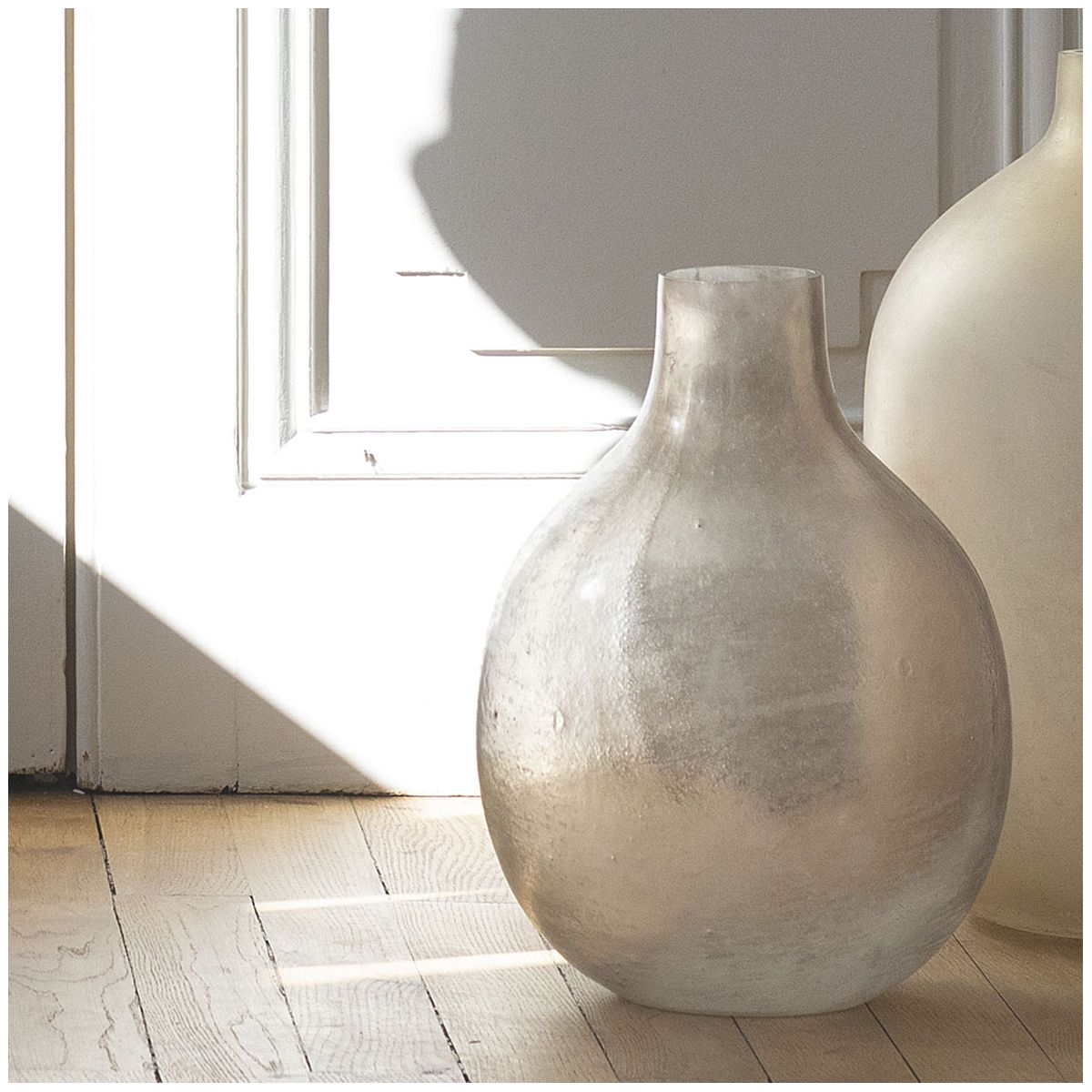 Frosted mercury glass carboy vase - small model BLANC D'IVOIRE Pink