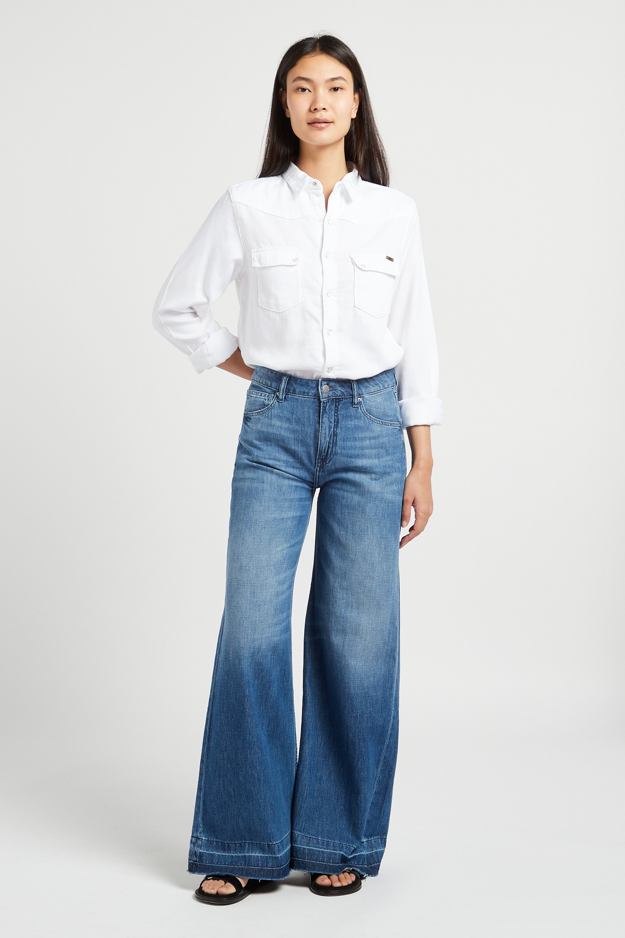 Katoenen blouse met klassieke kraag ACQUAVERDE Wit