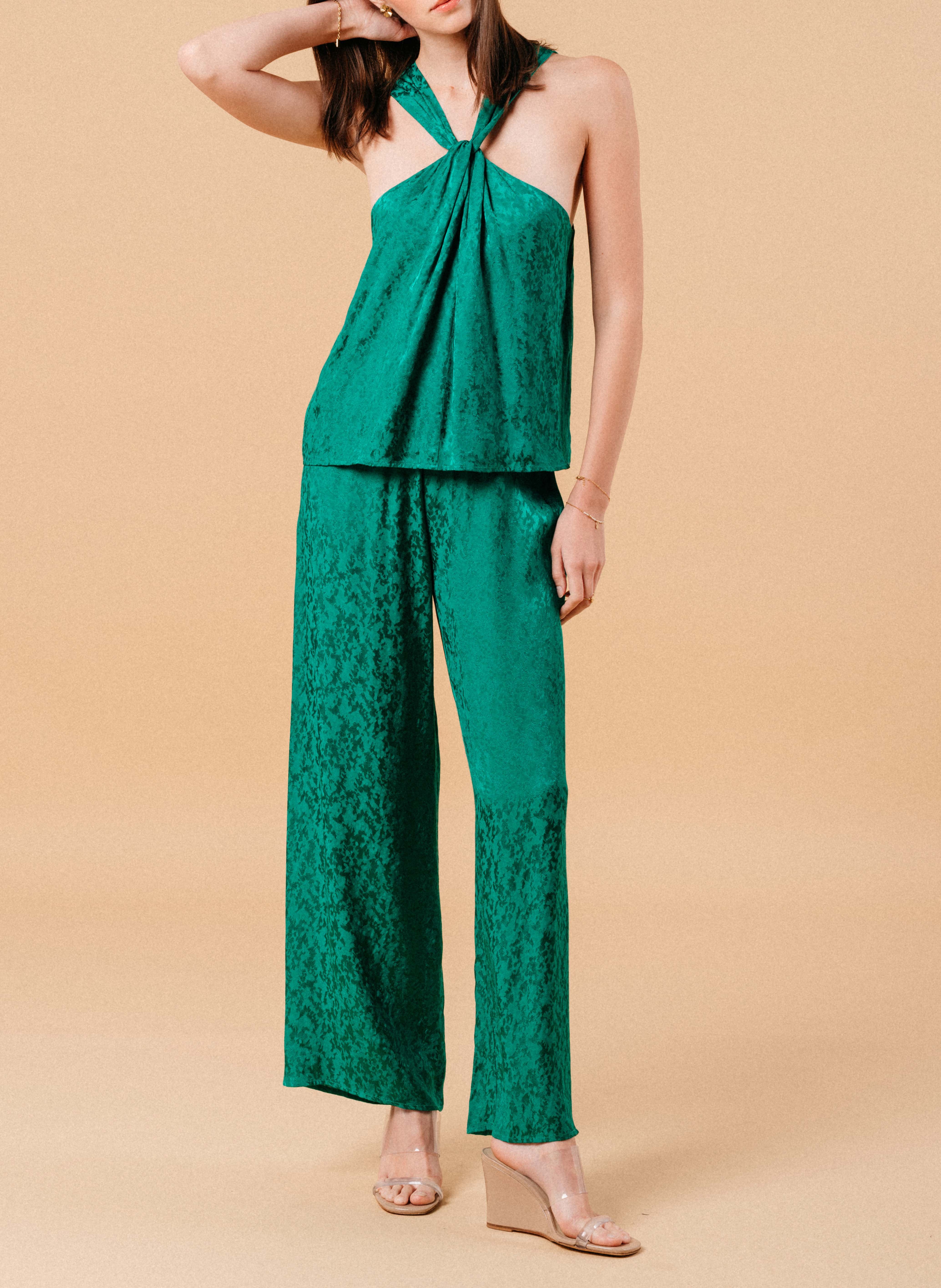 Top sans manches en jacquard satiné  GRACE ET MILA Vert