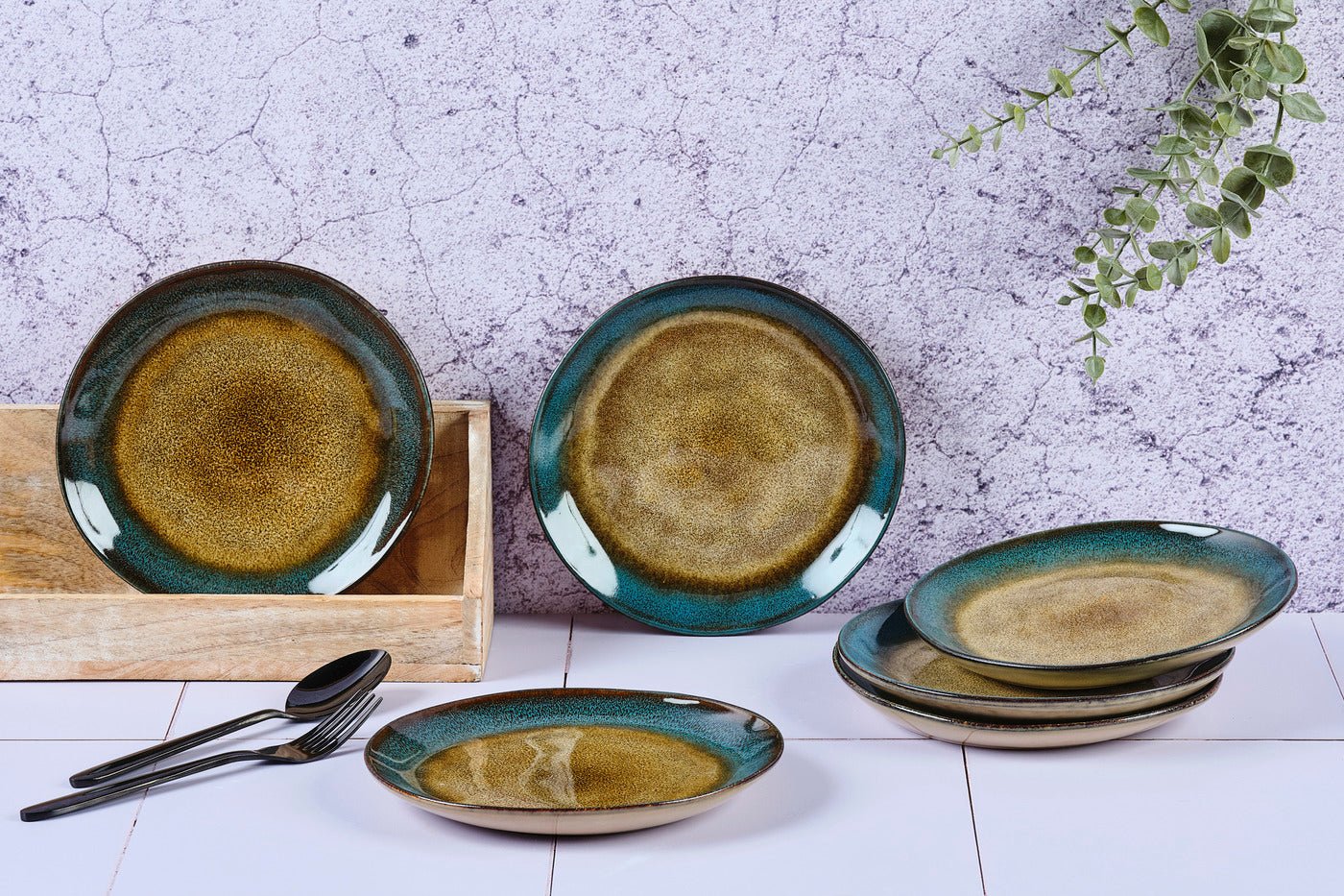 Island land & sea ø20.5cm plate - 6 pieces BJORN Brown