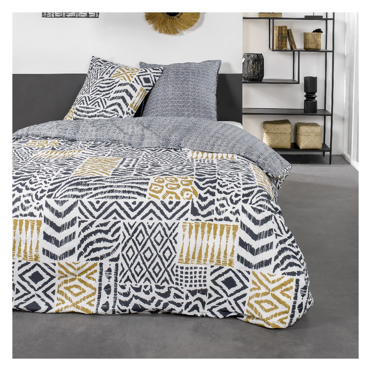 Printed cotton bedding set TODAY LINGE DE MAISON Black