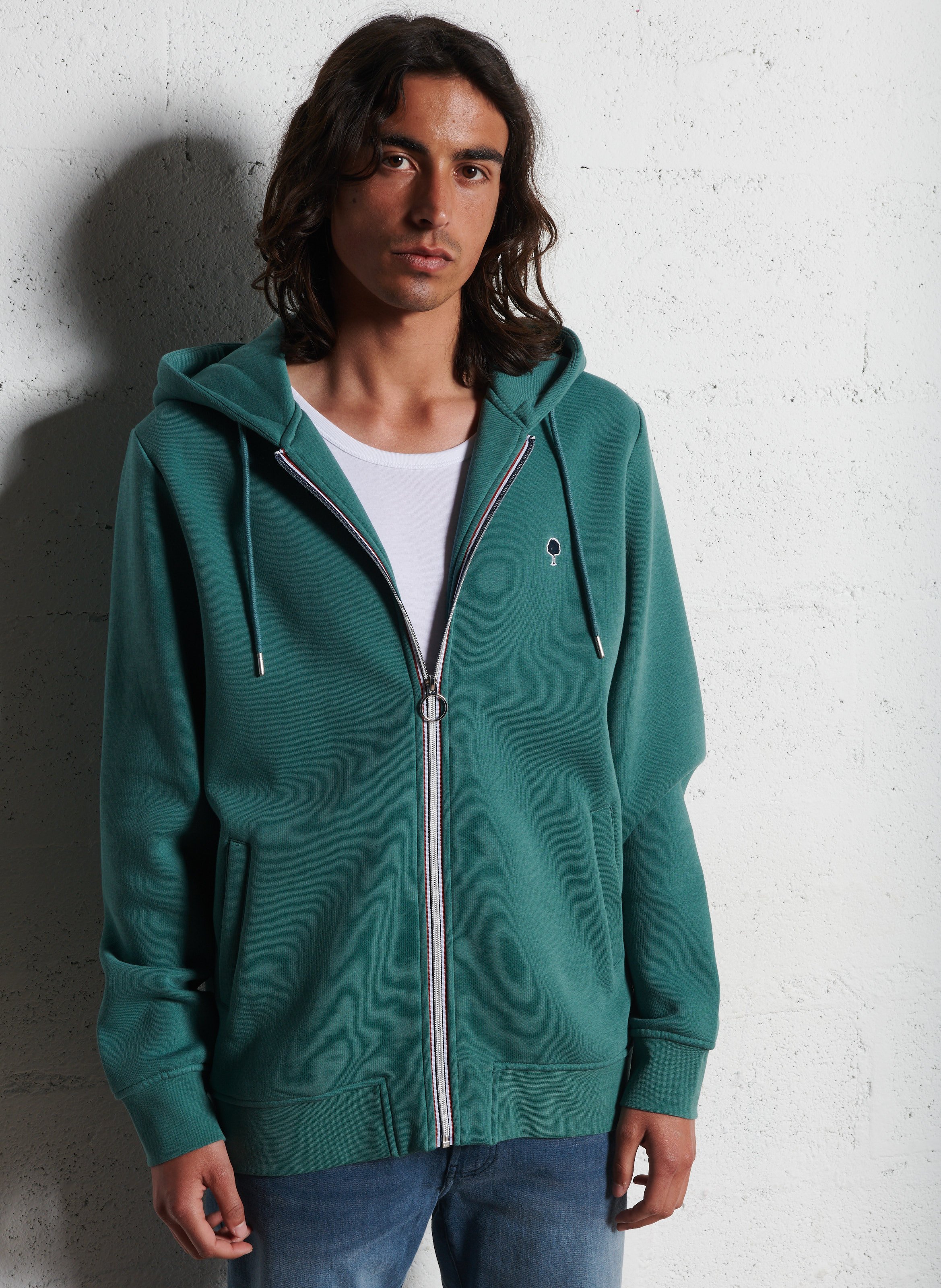 Effen sweatshirt met rits en capuchon FAGUO