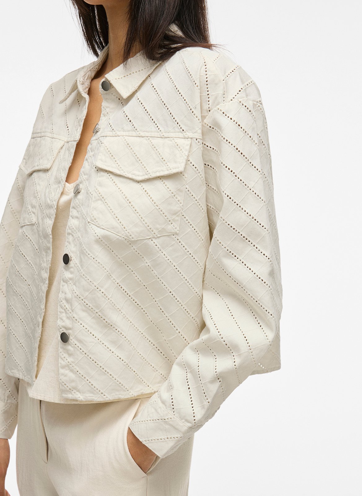 Veste col classique en coton VILA Beige