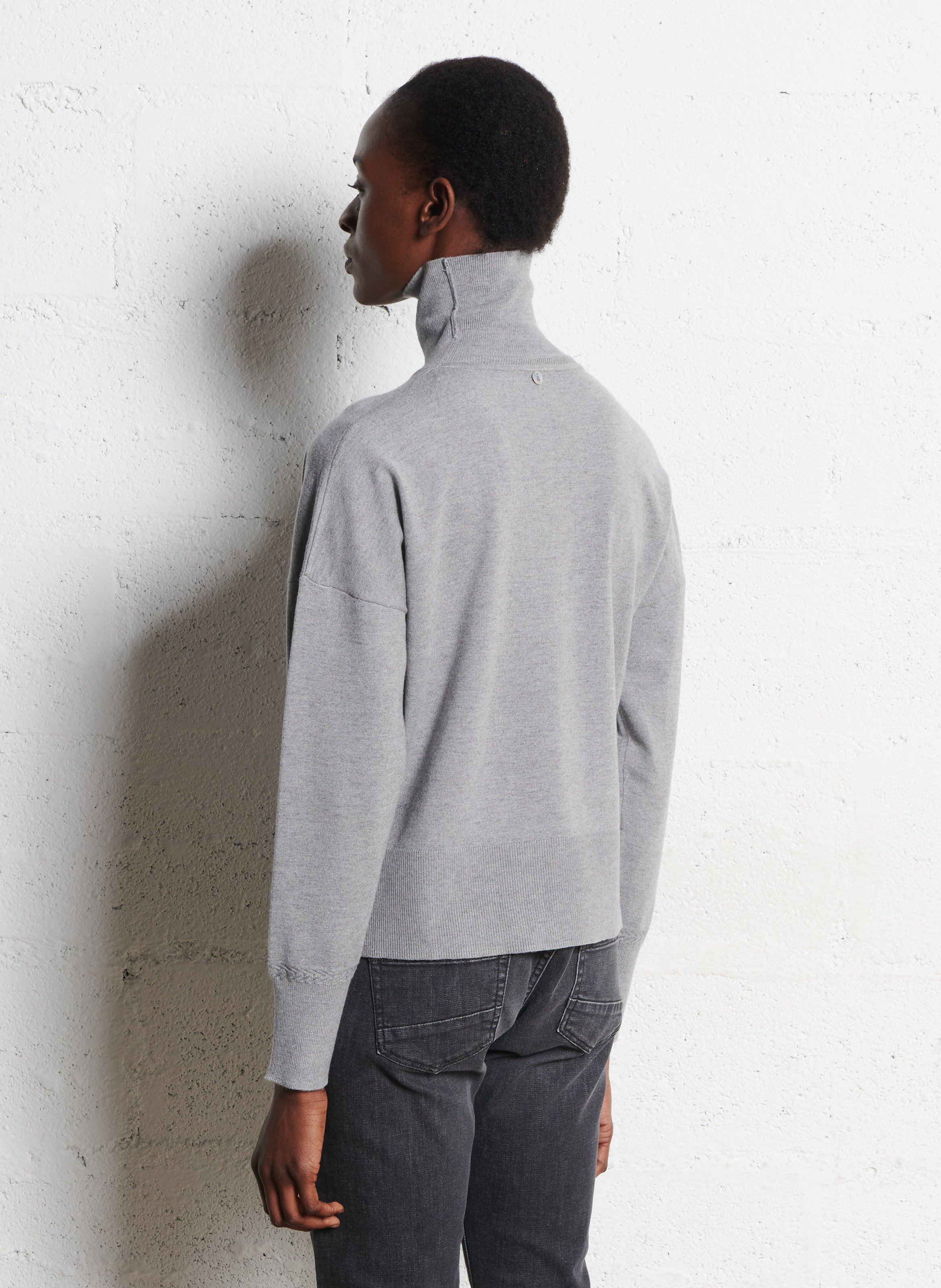 Pull oversize col roulé  ONE STEP Gris