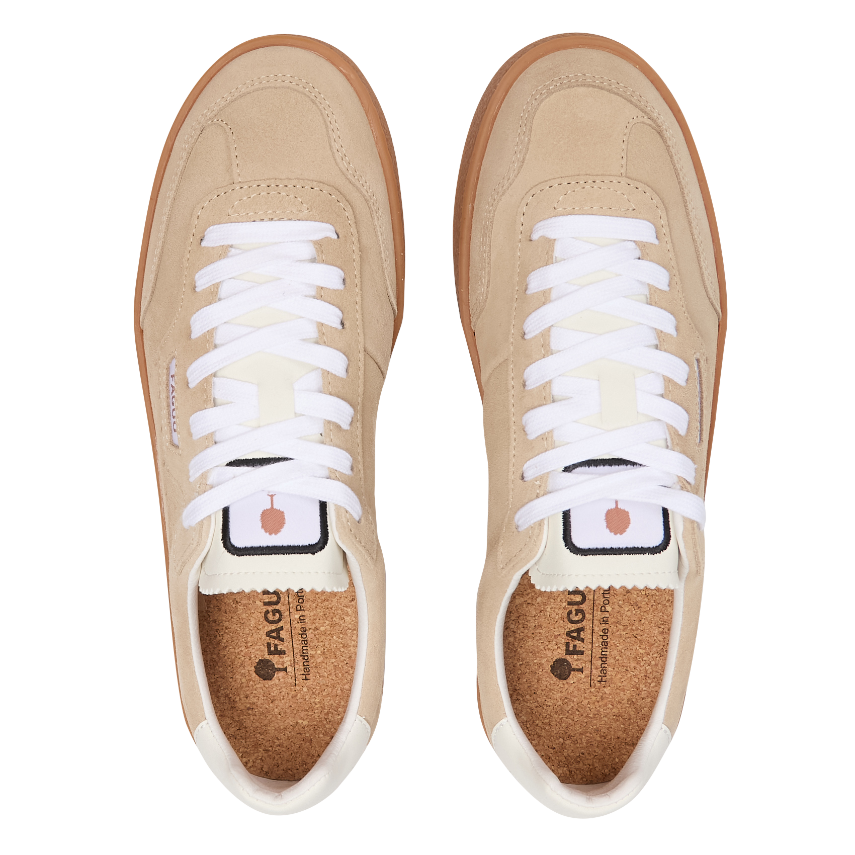 Niedrige Sneaker aus Leder-Mix FAGUO Beige