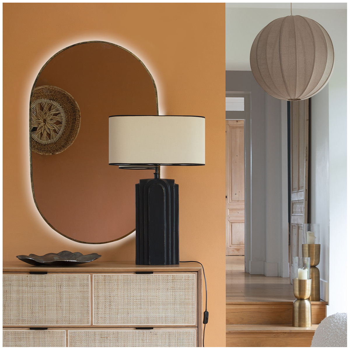 Jute canvas pendant light BLANC D'IVOIRE Beige