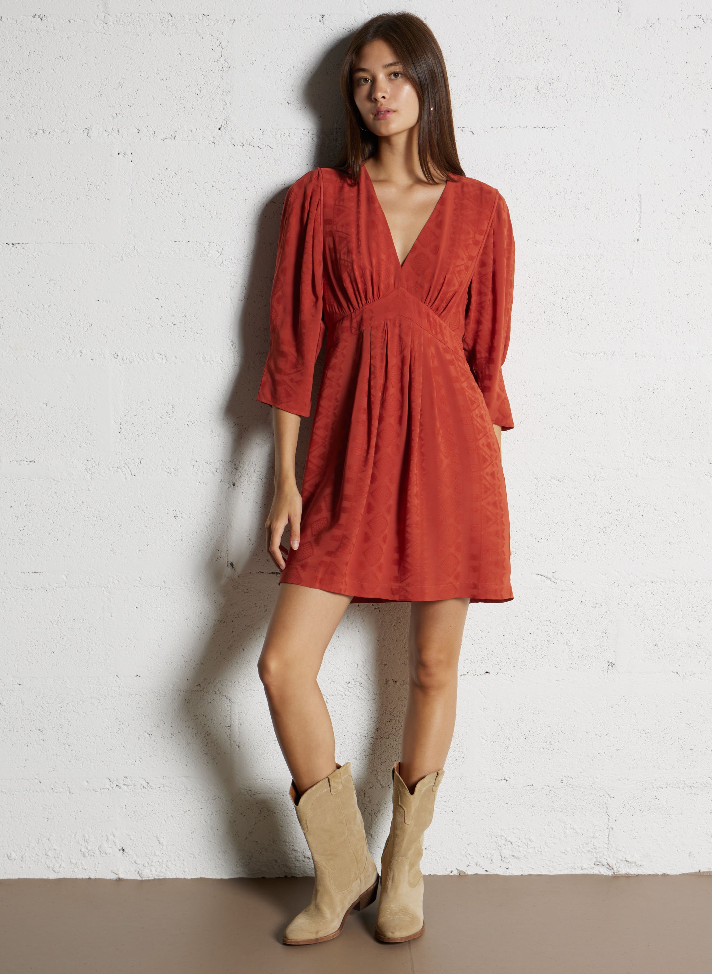 Korte jurk met kraag BA&SH Bruin