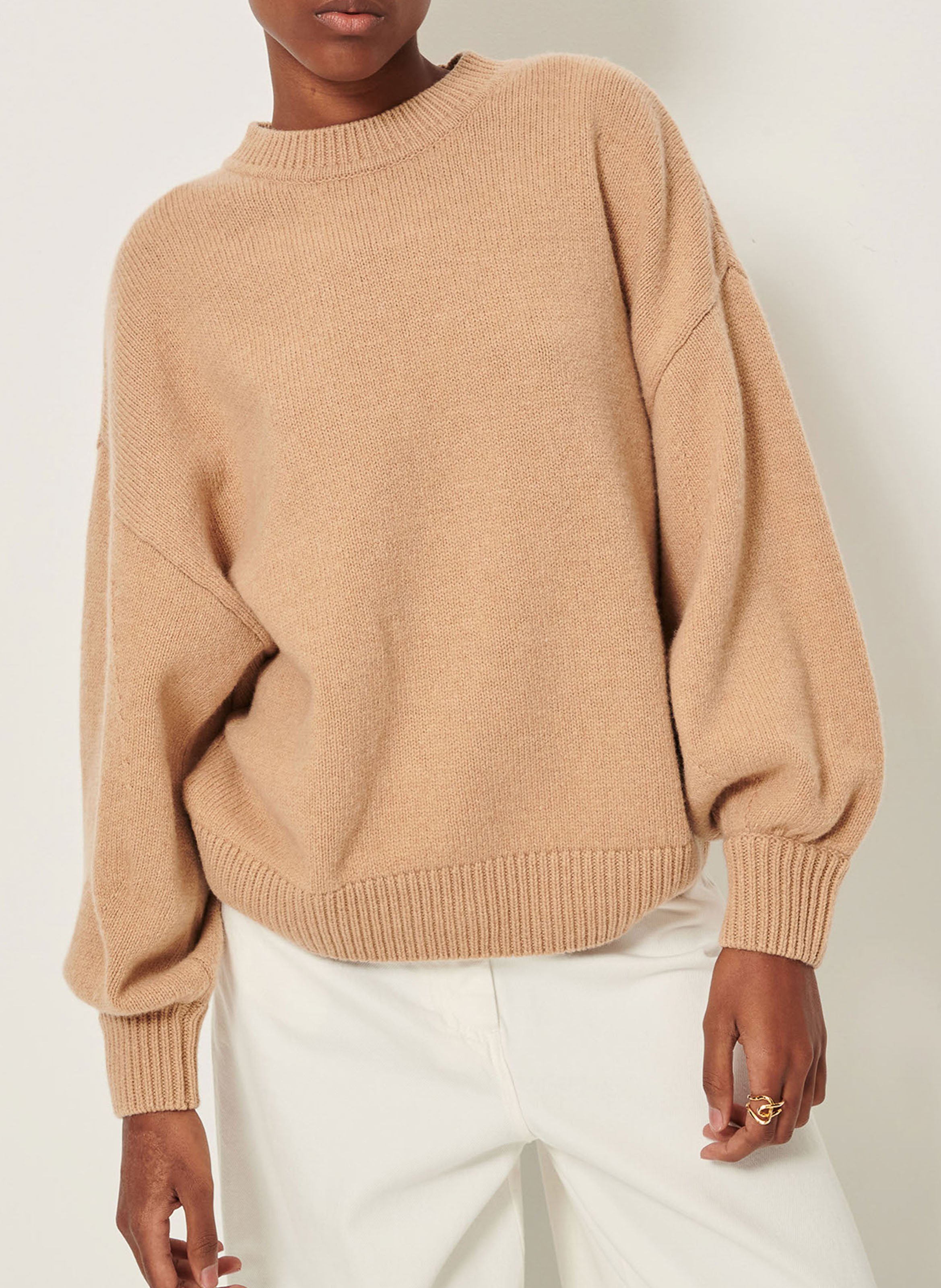 Sweat col rond en laine et en cachemire mélangés SESSUN Beige