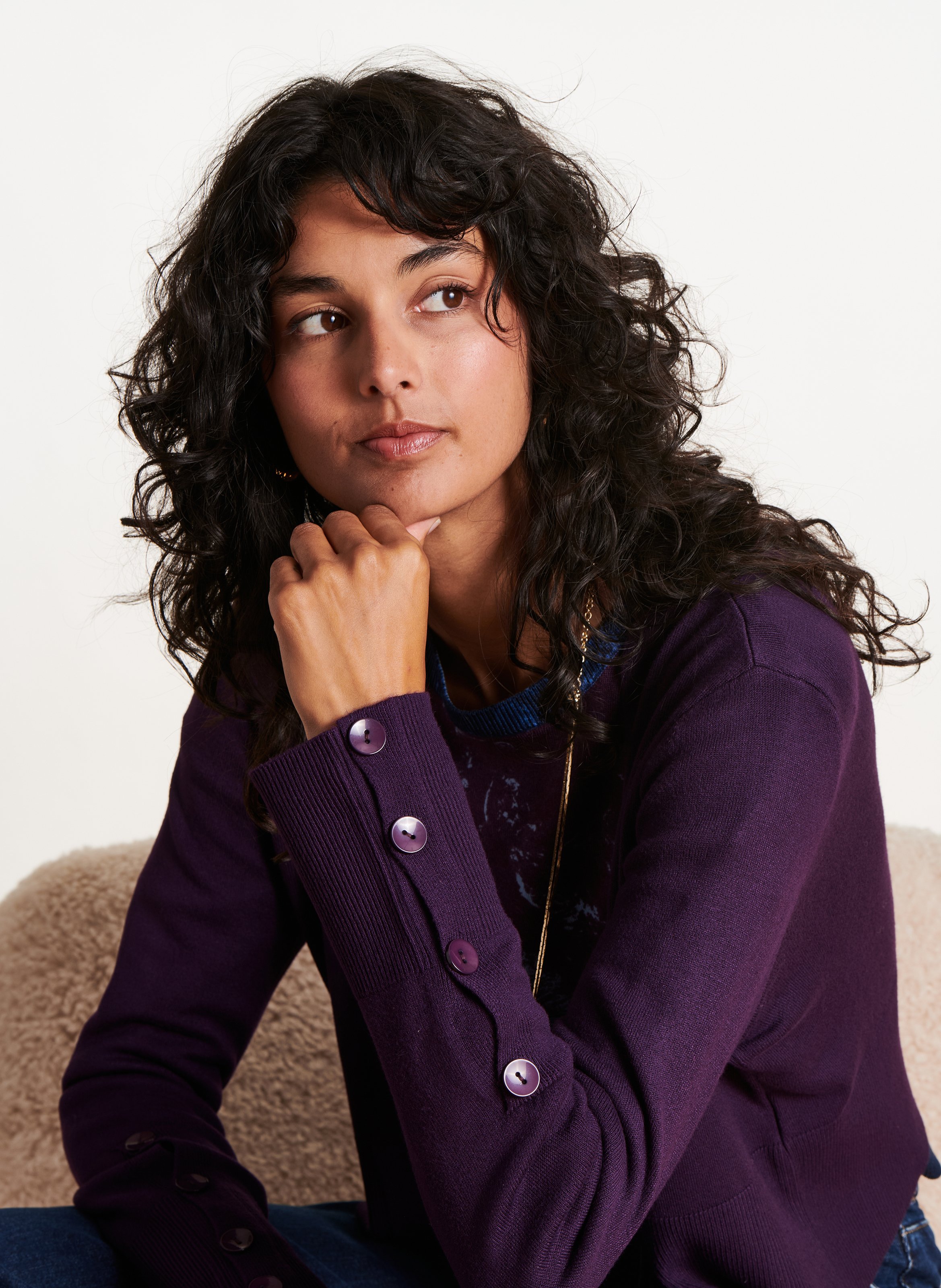 Korte rechte dunne vest LA FEE MARABOUTEE Violet