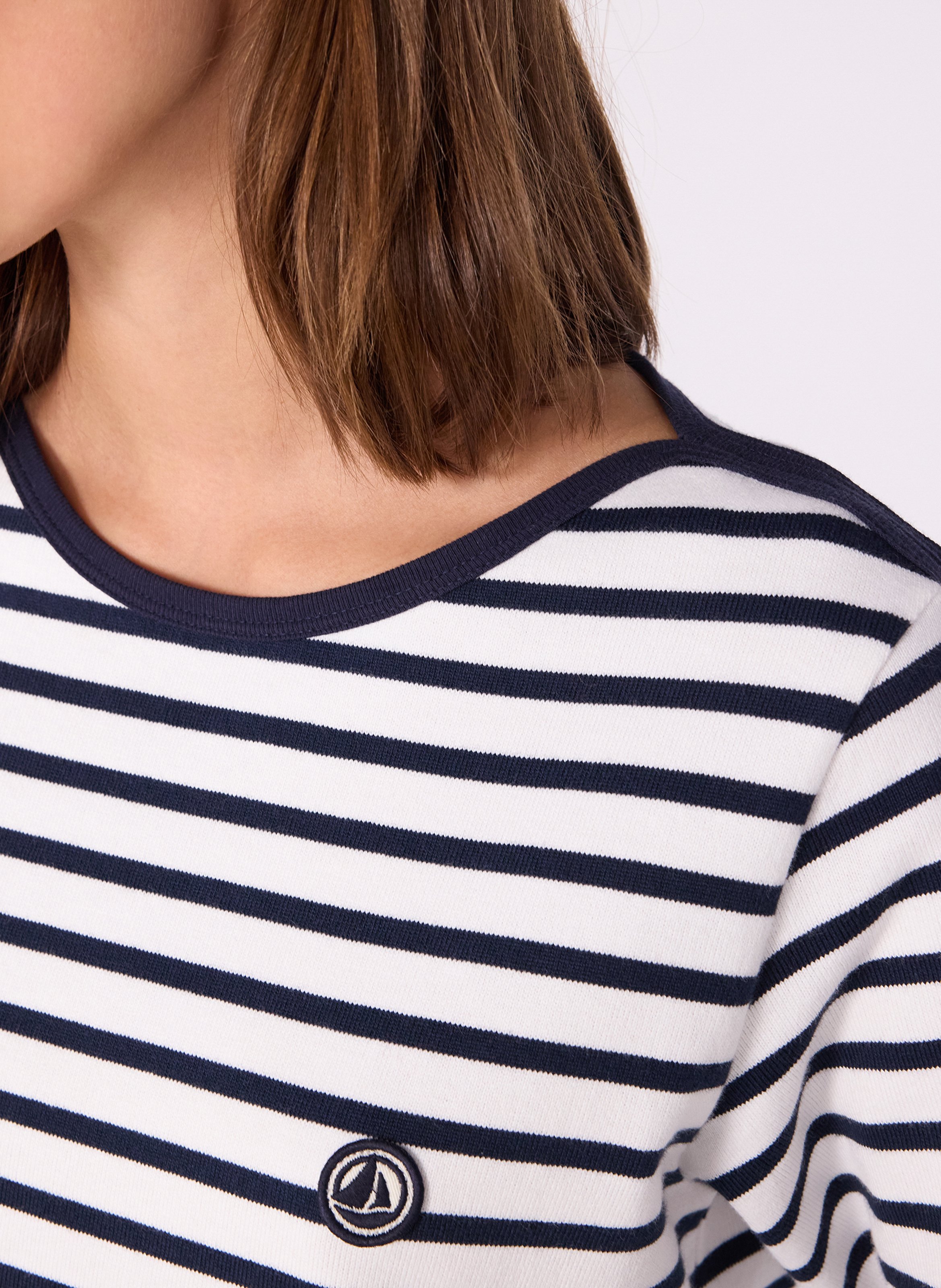 Gerade geschnittenes Baumwoll-T-Shirt mit Streifen PETIT BATEAU Weiss