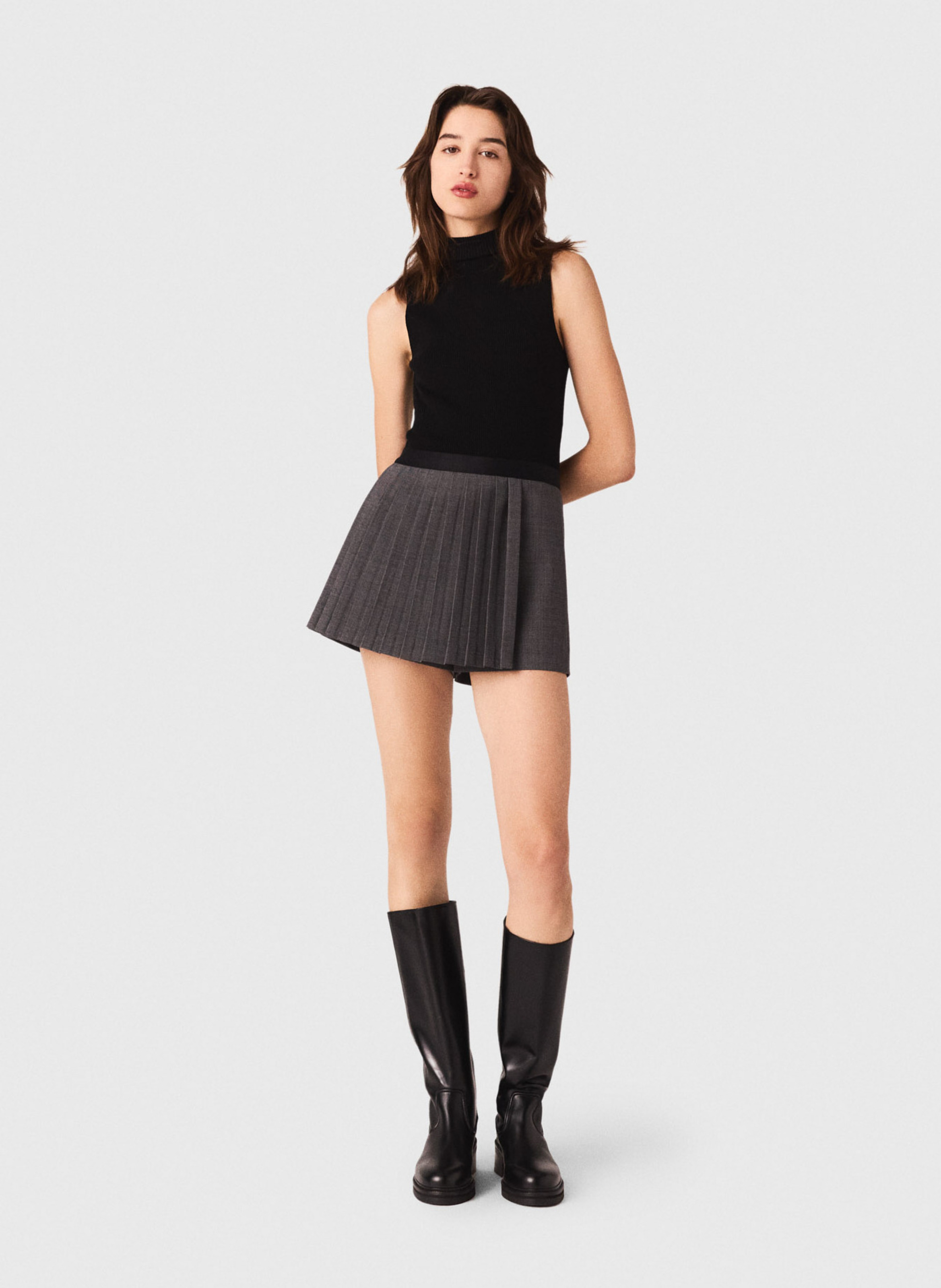 Top col roulé en laine mélangée MAJE Noir