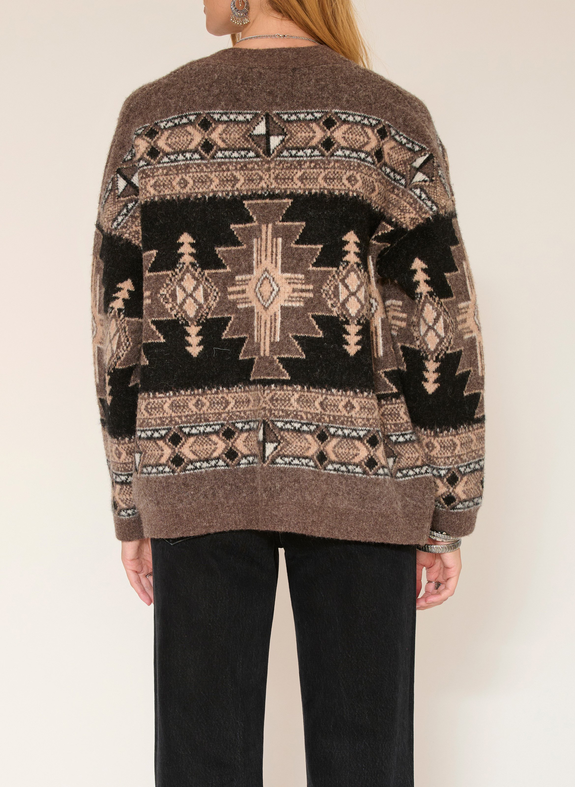 Gilet ample ouvert en jacquard MKT Noir