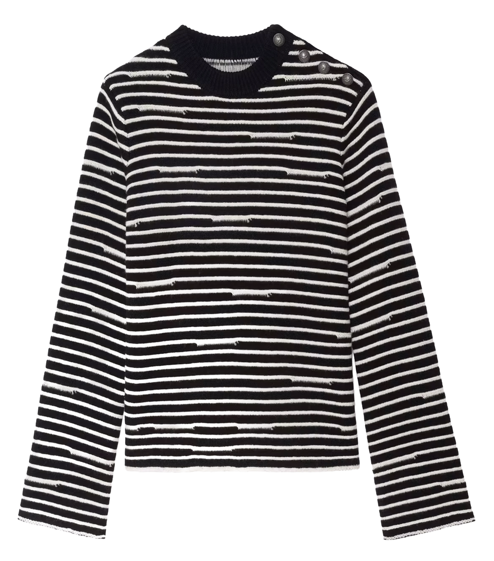 Pull droit rayé en laine et cachemire ZADIG&VOLTAIRE Noir