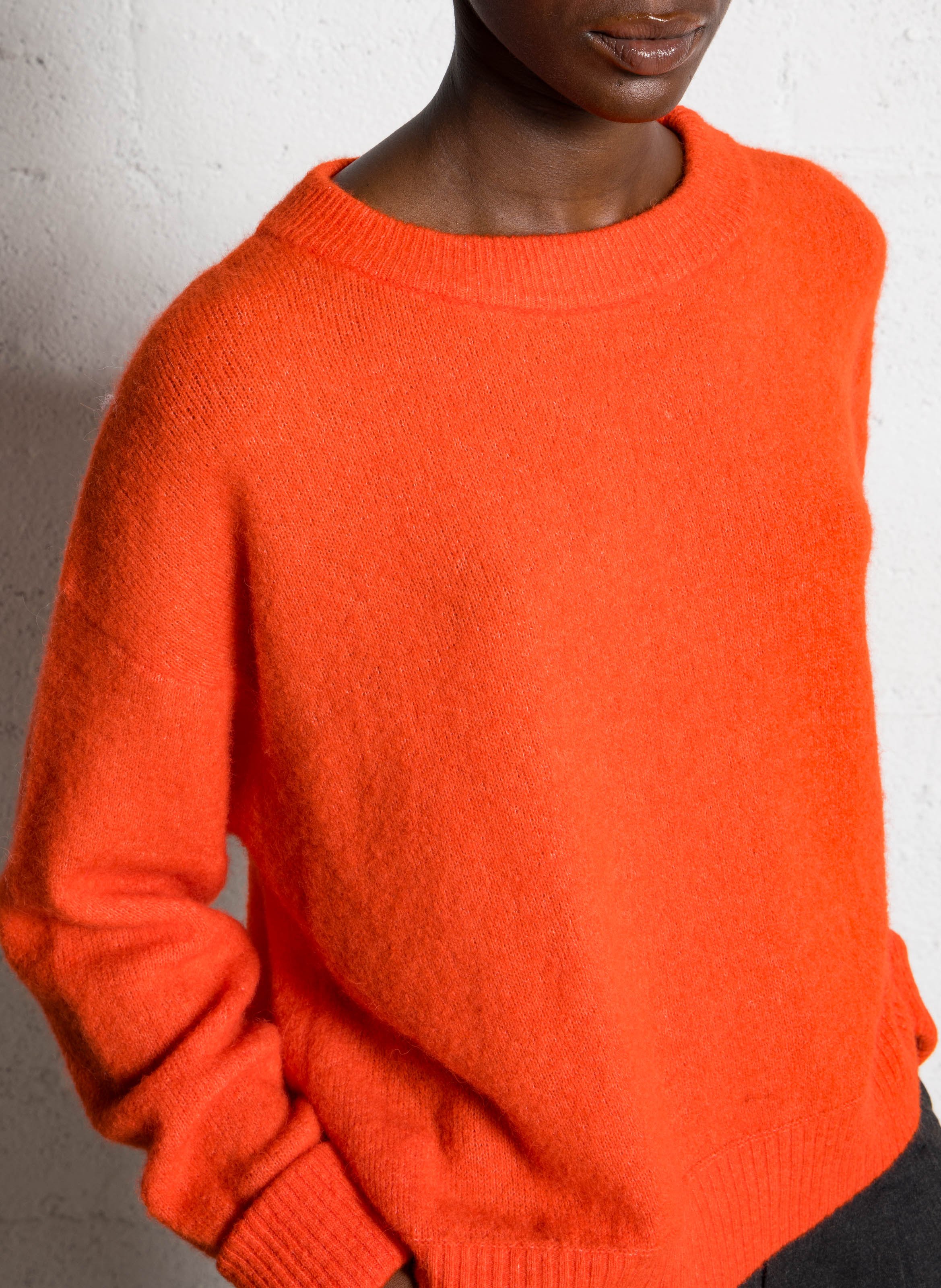 Pull ample col rond en laine mélangée AMERICAN VINTAGE Rouge